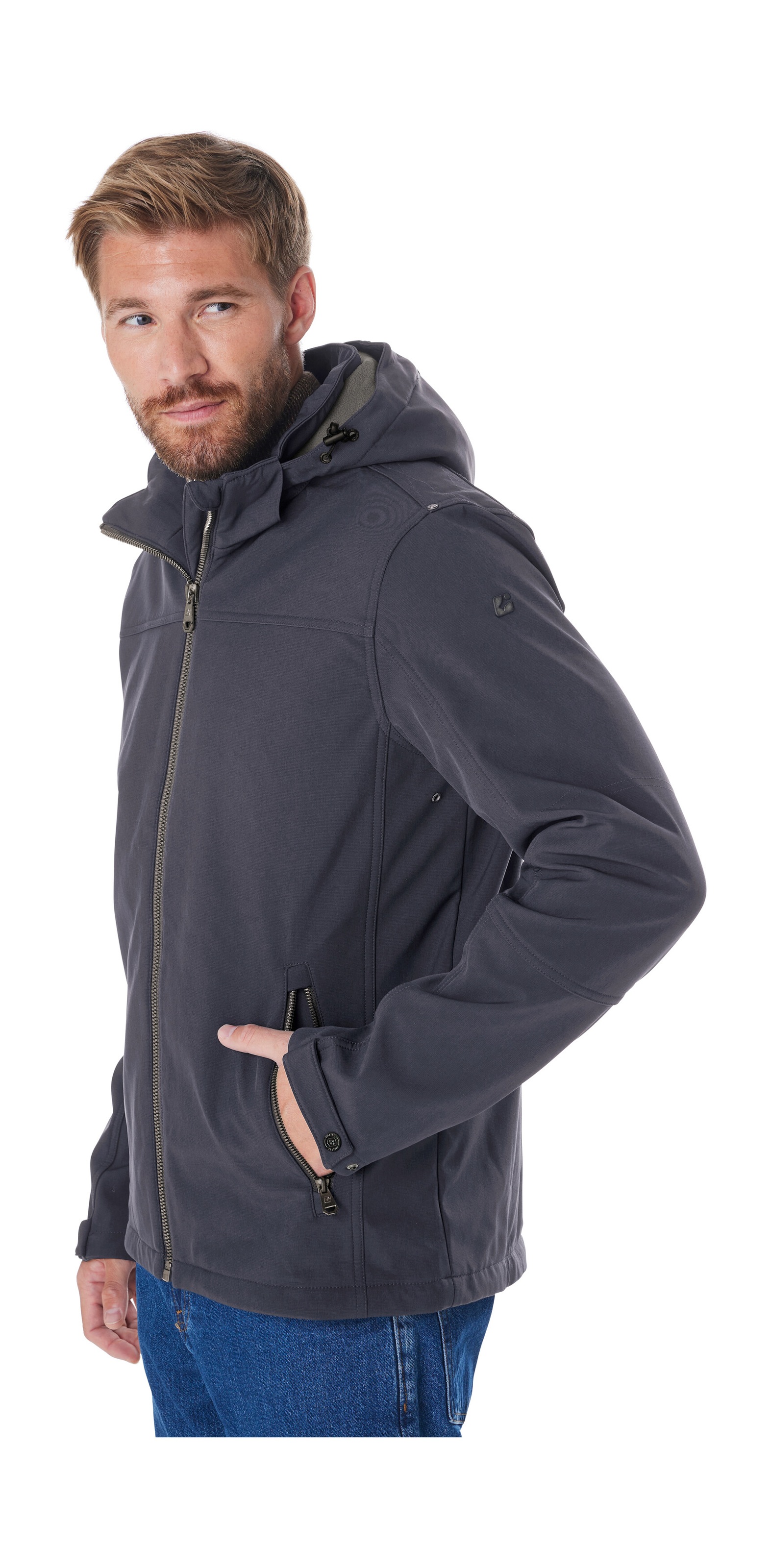 Killtec Softshelljacke »Herren Softshelljacke« Wasserabweisende Softshelljacke mit Fleece, abnehmbarer Kapuze