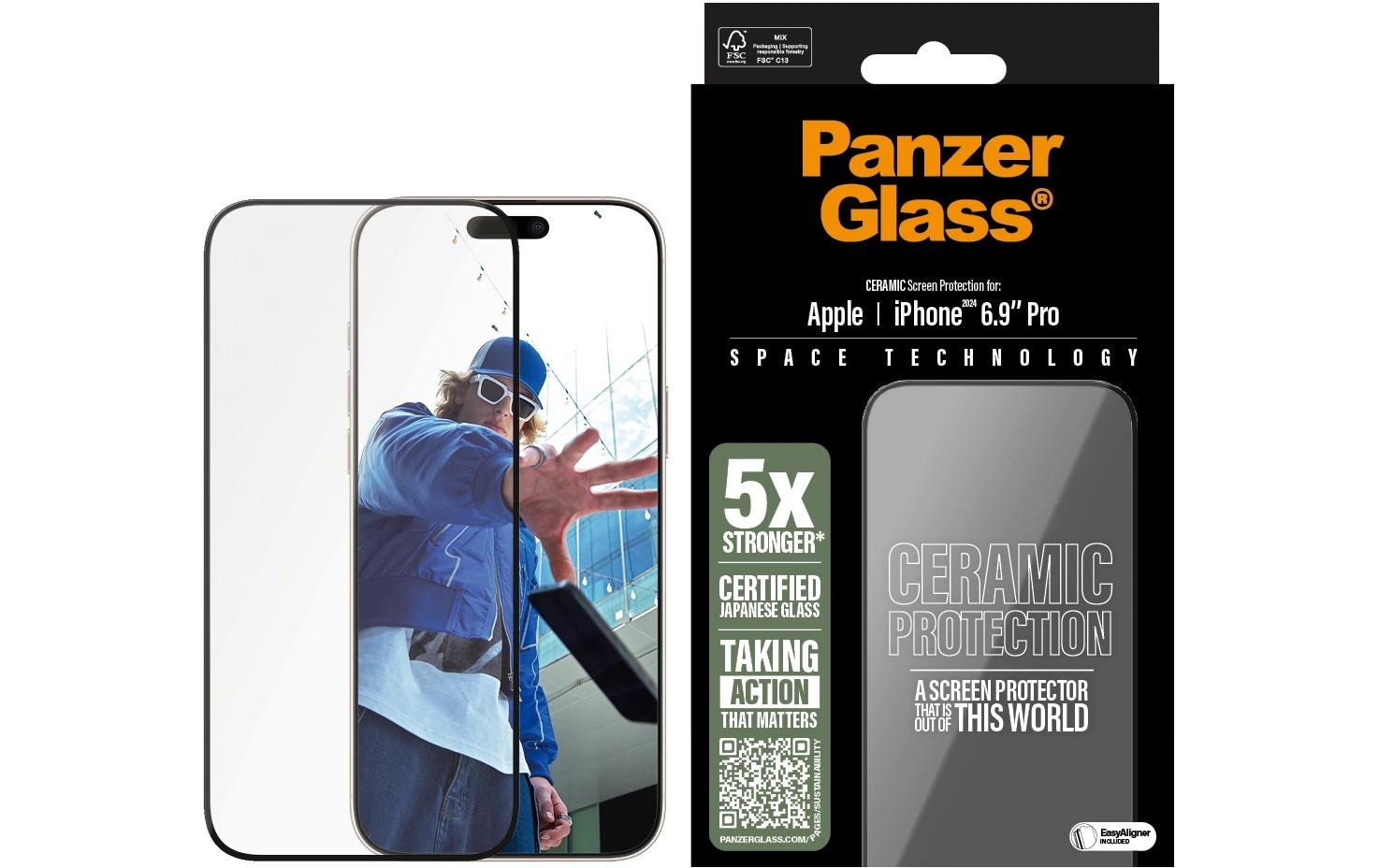 PanzerGlass Displayschutzglas »Ultra Wide Fit Ceramic iPhone 16 Pro Max«, für iPhone 16 Pro Max, (1 St.)