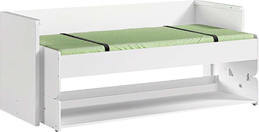 Image of Vipack Einzelbett "Denver 90/200, die 2 in 1 Lösung für das Kinderzimmer, viel Funktion" B/H/T ca. 216,5x146,5x109,5cm, Dekor weiss, schwenkbar zum Schreibtisch, mit grosser Schreibplatte, ideal für kleine Räume