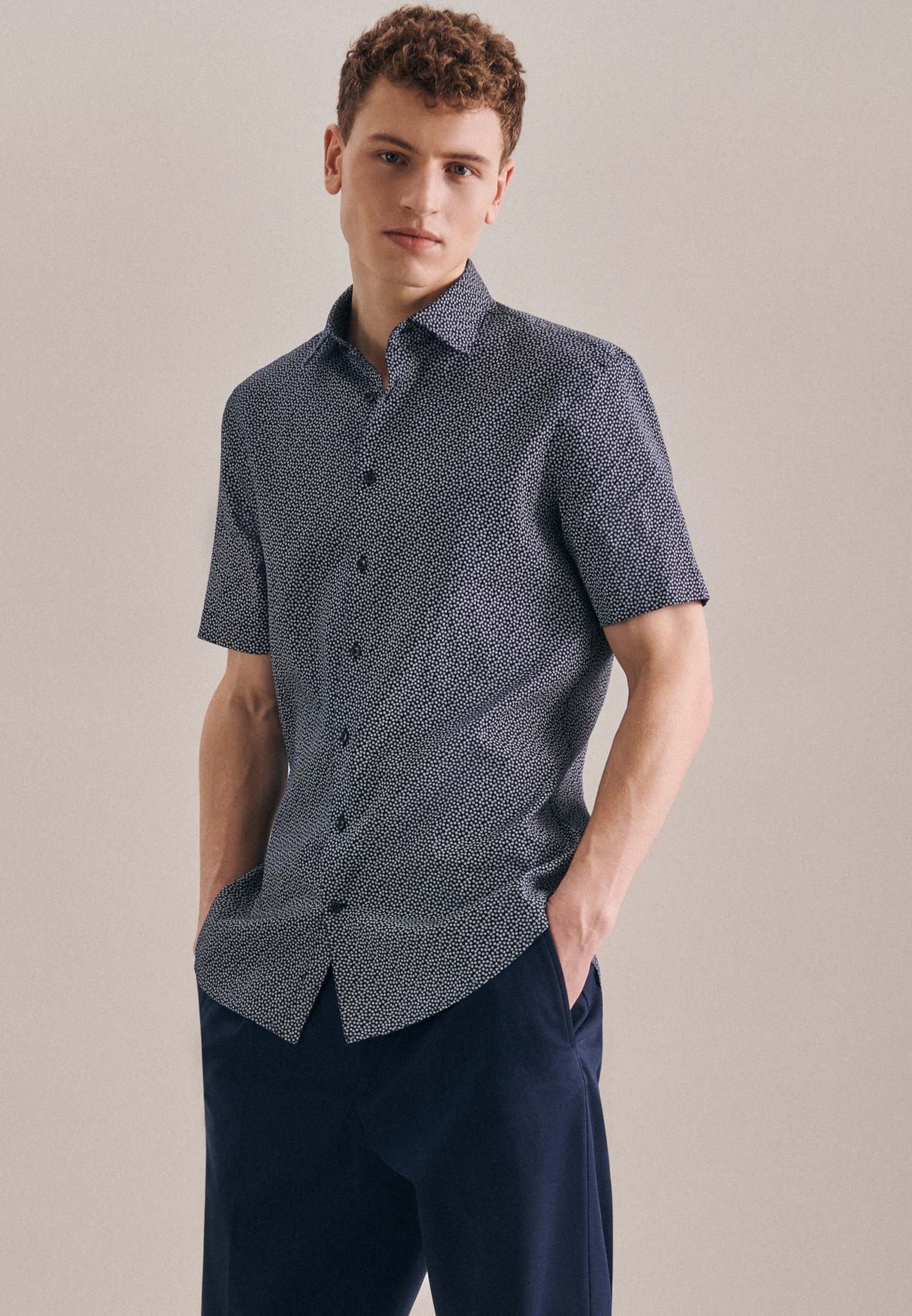 Image of seidensticker Leinenhemd »Slim«, Slim Kurzarm Kentkragen Druck bei Ackermann Versand Schweiz