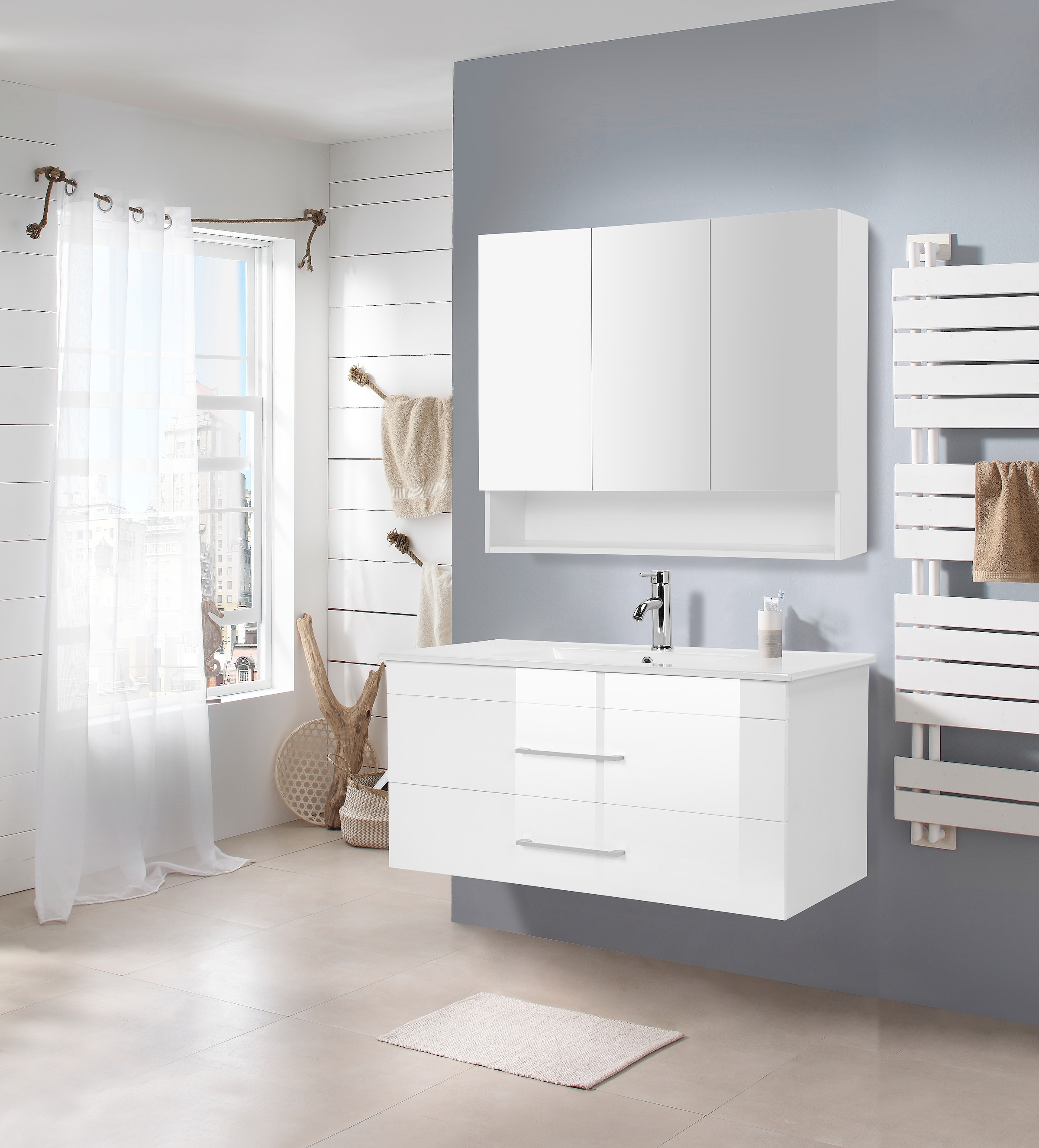 welltime Table de lavage »Florenz« Komplett-Set,  Waschplatz mit 2 Auszügen und Softclose Breite 100cm