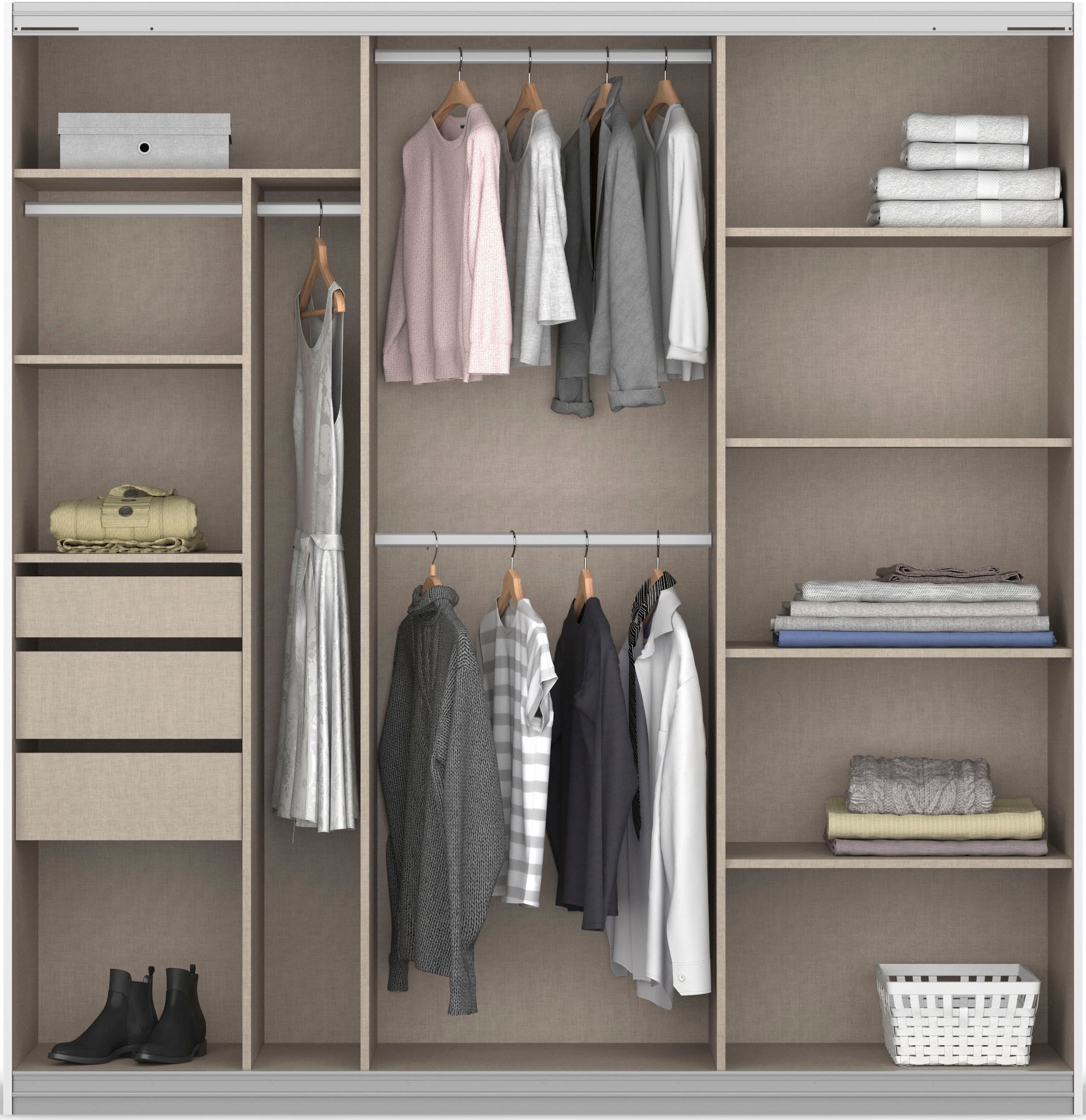 GOODproduct Kleiderschrank »Mehrzweckschrank Aktenschrank Möbel Mietswohnung Schlafzimmer OTELI« Breiten 211/278/323/368 cm Höhen 214/233 cm,  inkl. Passepartout optional mit Beleuchtung MADE IN GERMANY