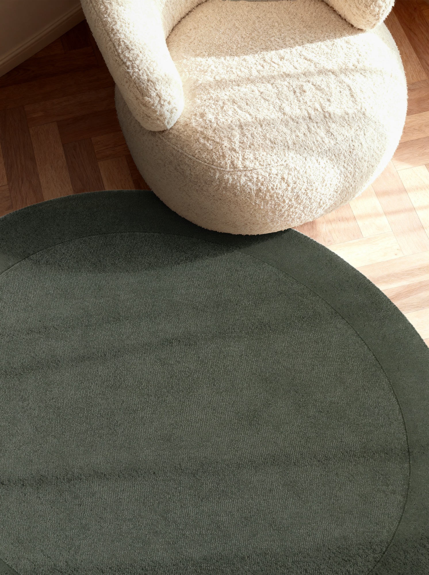 Villeroy & Boch Tapis »Wollteppich Kari« Rond 17 mm Höhe Handgewebt, Wolle, Bordüre, Einfarbig, Läufer, Wohnzimmer, Organisch