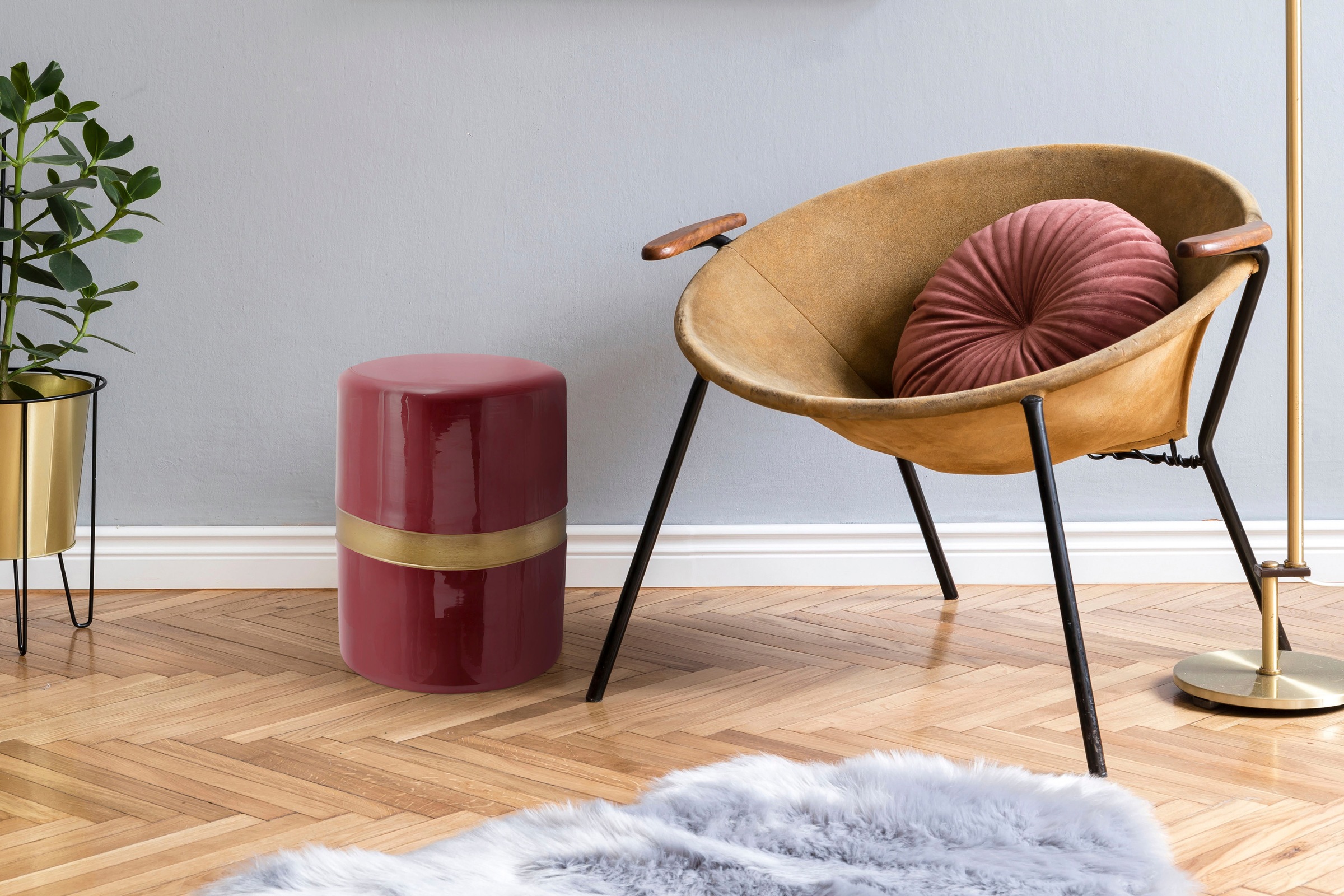Table d'Appoint Design "Lolan" 47cm Prune