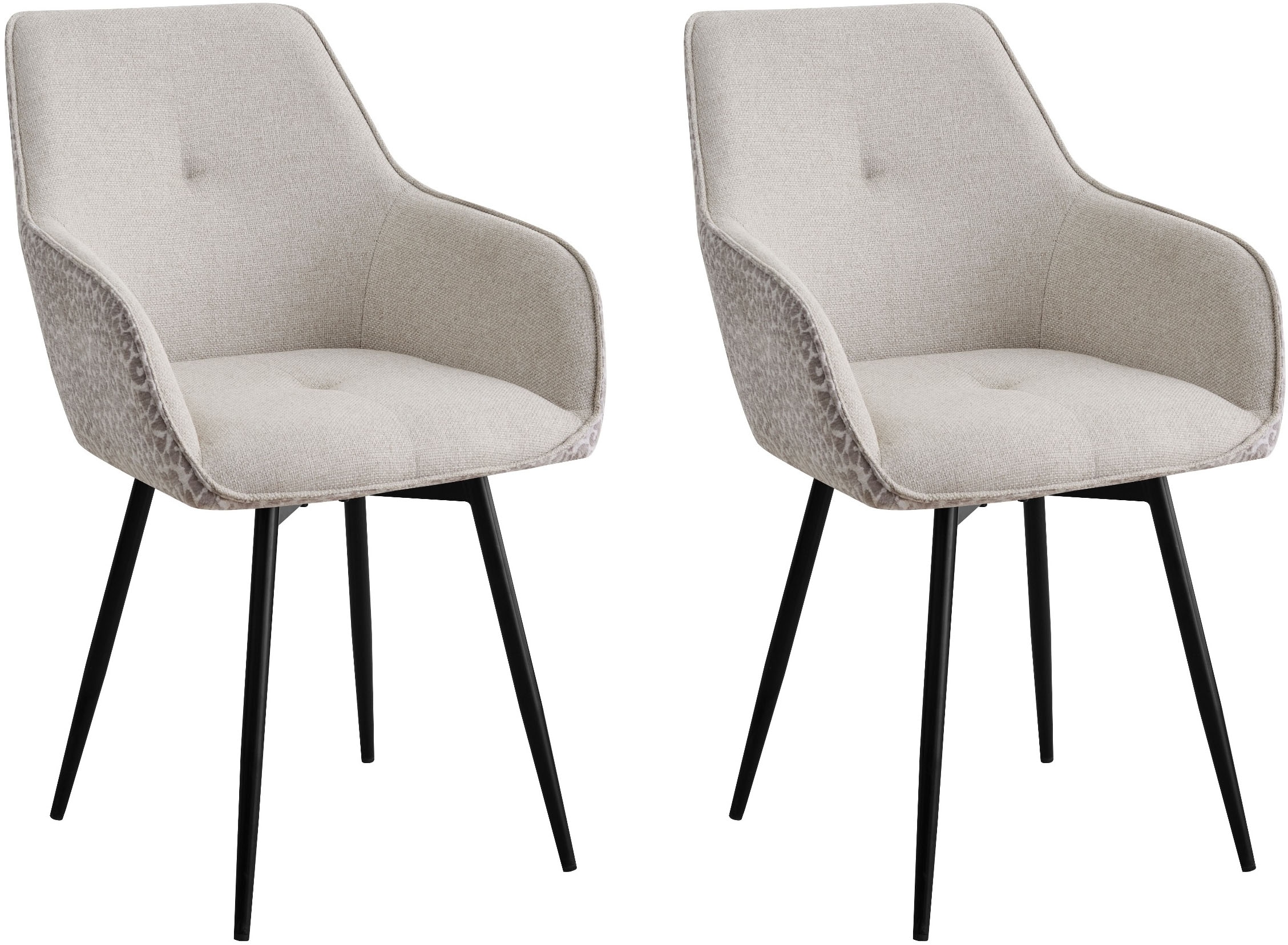 GOODproduct Chaise de salle à manger »Lincoln, 2er-Set, 360° Drehfunktion« (Ensemble) 2 cuismoderner Stuhl mit Leopardenlook, Webstoff und 360°-Drehfunktion