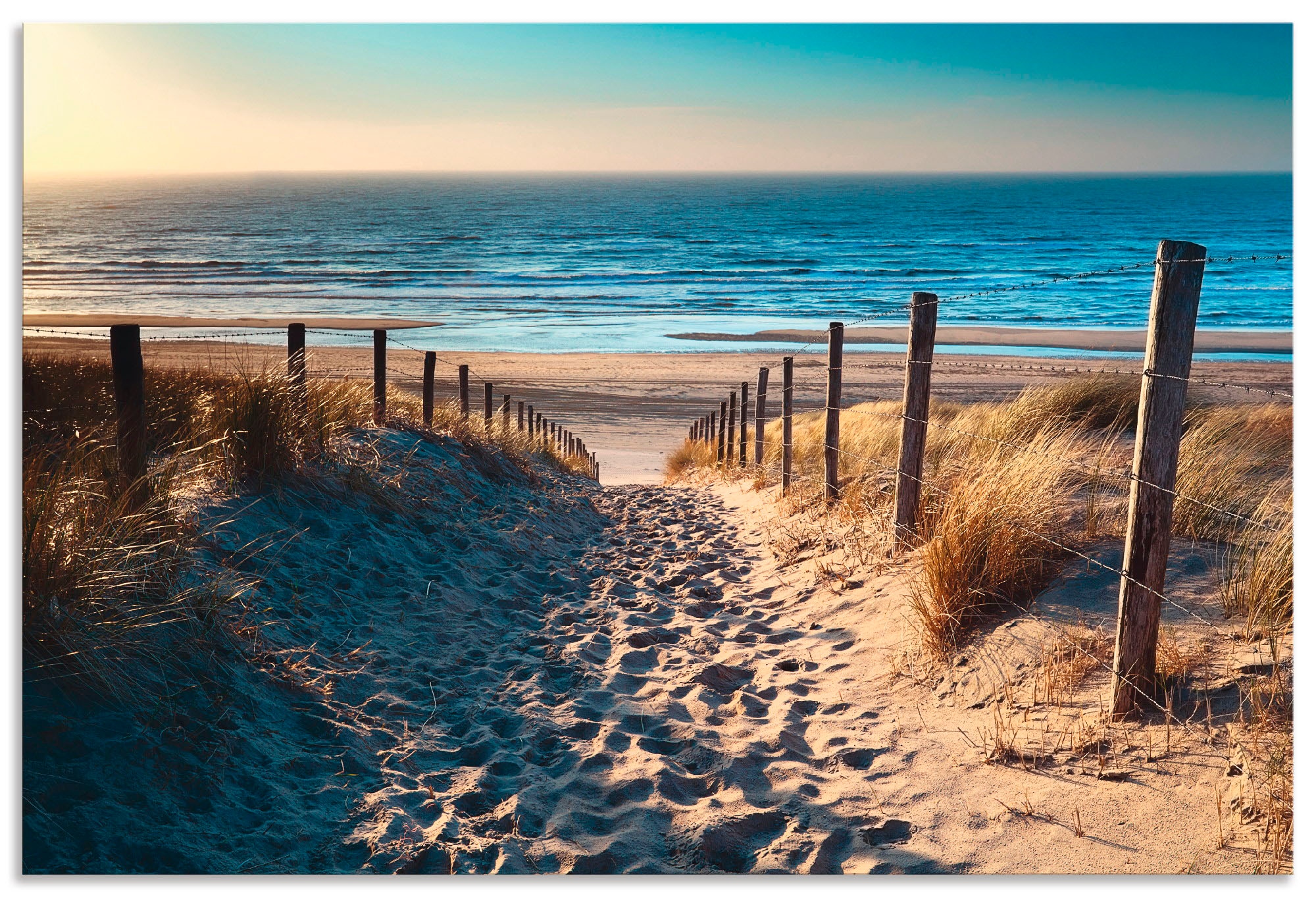 Image of Artland Wandbild "Weg zum Nordseestrand Sonnenuntergang" Strand 1 Stk. tlg. als Alubild, Leinwandbild, Poster in verschied. Grössen