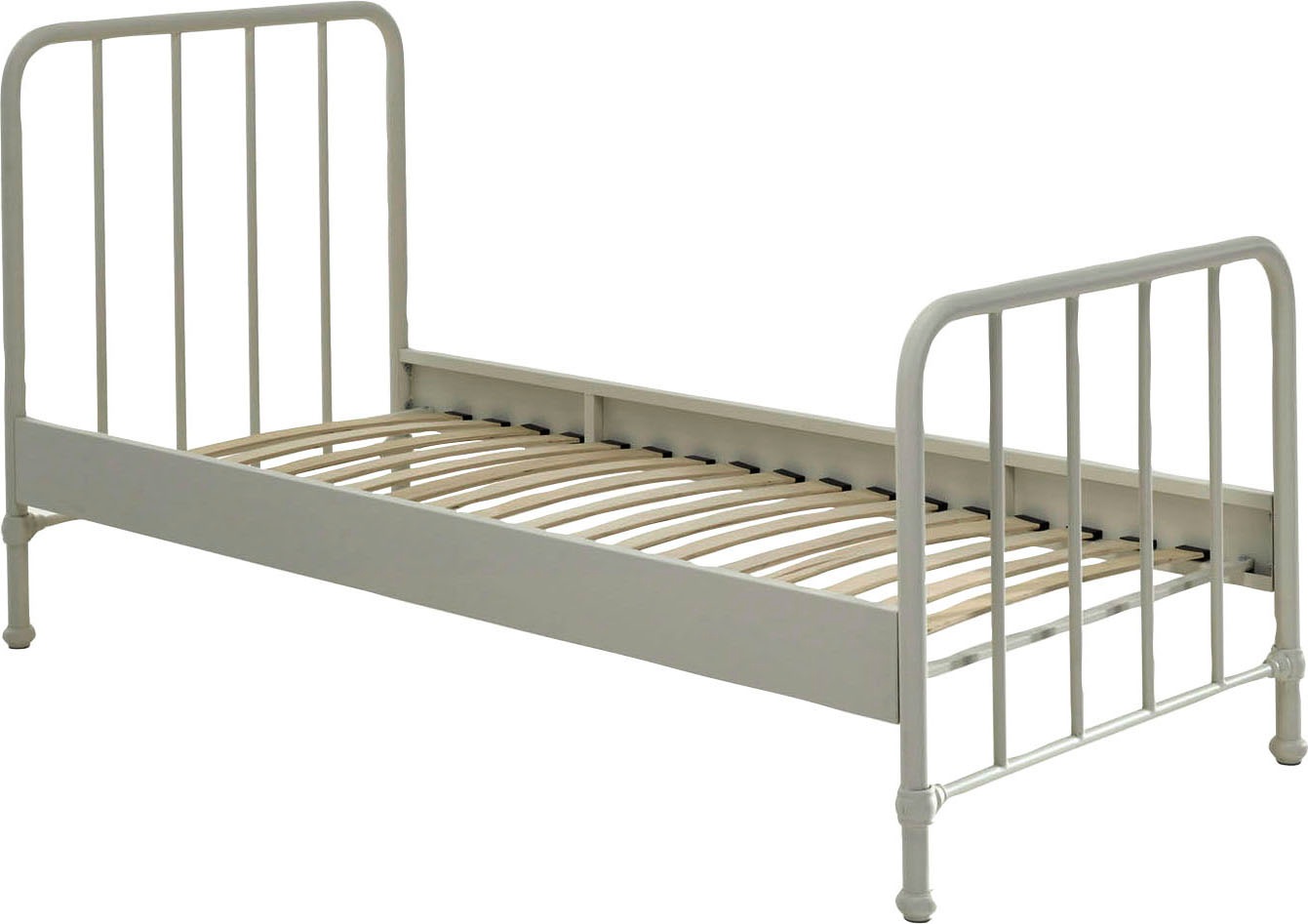 Vipack lit simple en métal blanc mat bronxx 90x200cm