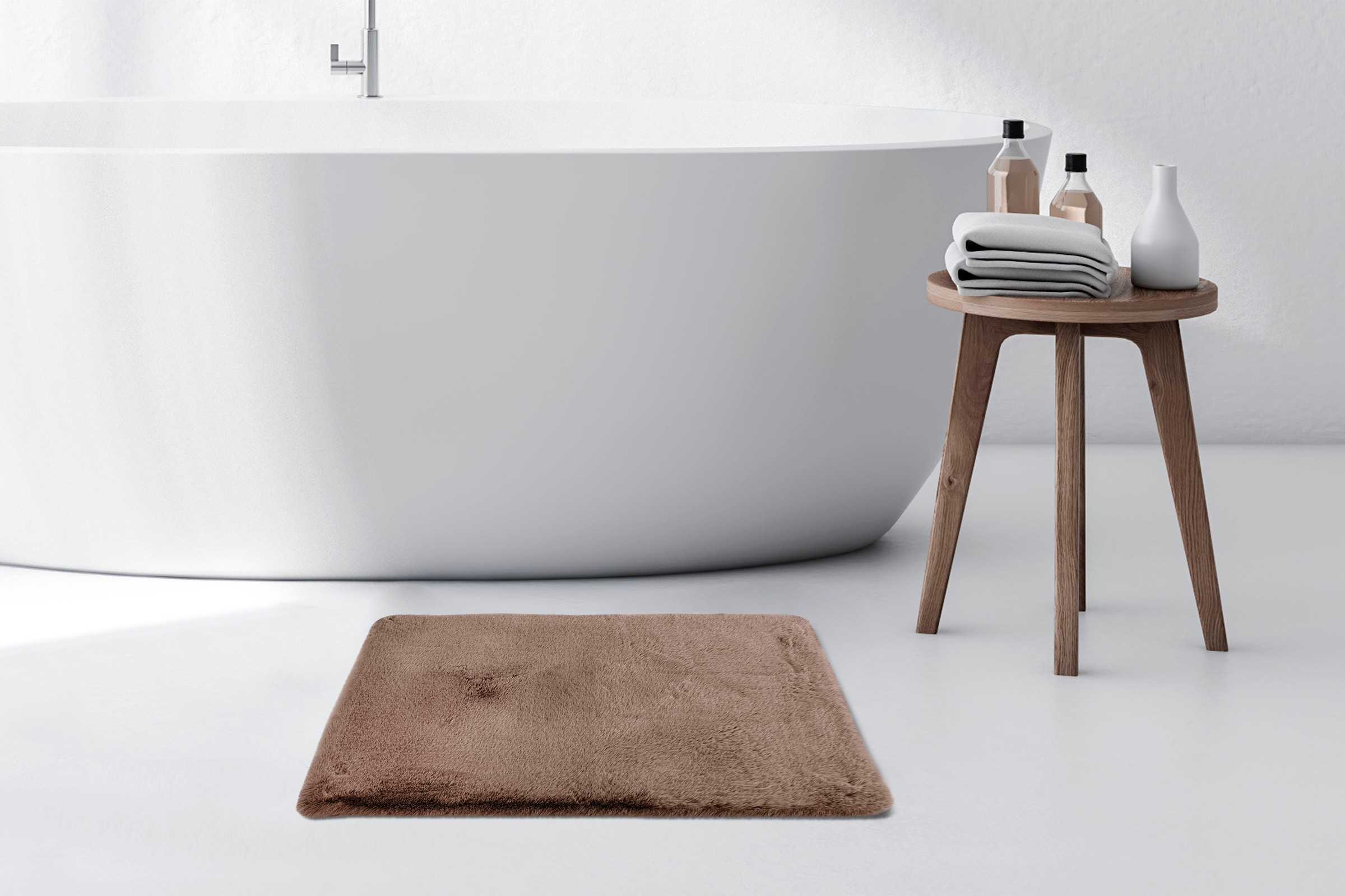 Kayoom Badematte »Rabbit« Höhe 22 mm rutschhemmend beschichtet fussbodenheizungsgeeignet weiche Kaninchenfell Haptik, Badezimmer, Kinderzimmer, Schlafzimmer