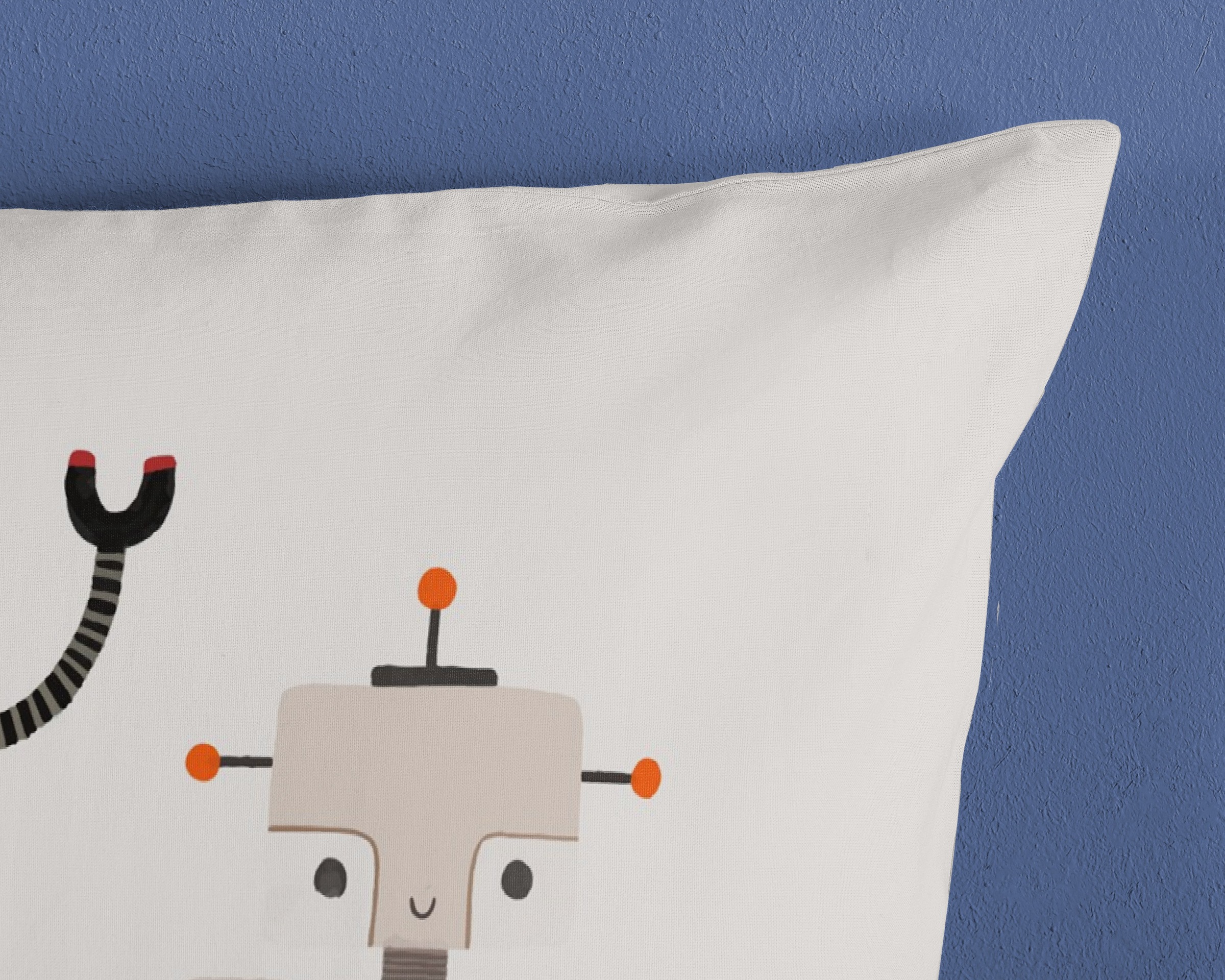 good morning Kinderbettwäsche »Robo«, Baumwolle, Reissverschluss, Wendeoptik, Baby, Junge, Roboter, Weiss blau