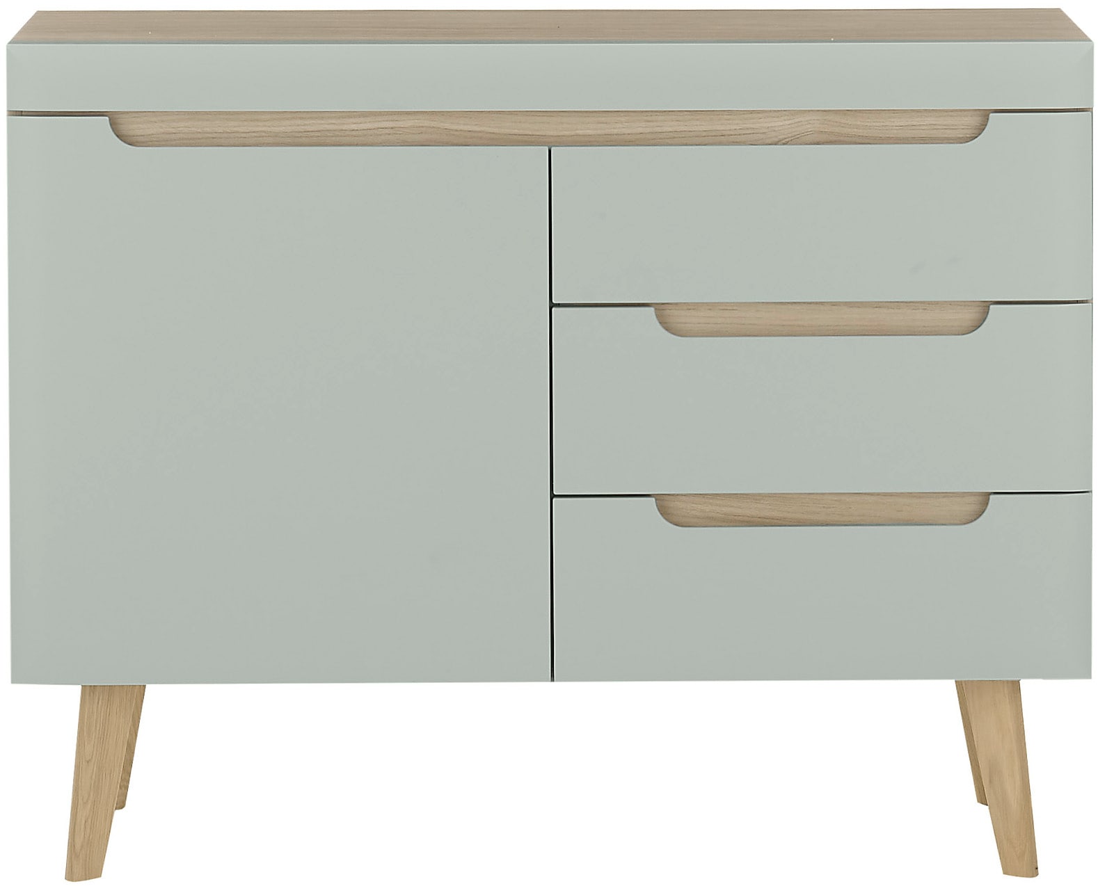 INOSIGN Sideboard »Torge, Anrichte, Kommode, Schubladenschrank«, (1 St.), abgeschrägte Füsse, drei Farben, Scandi Design, 107 cm breit