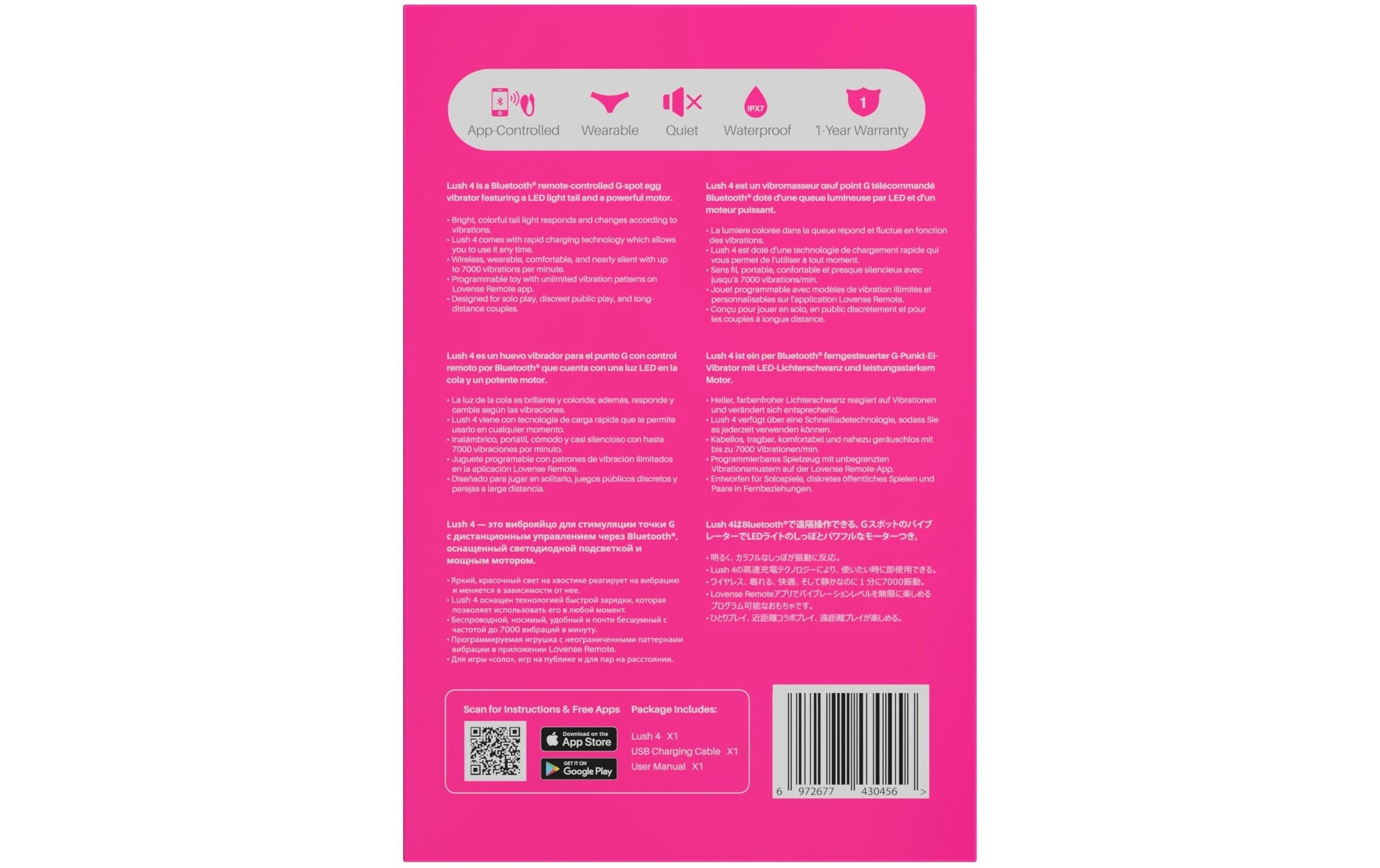   Vibrator »Lovense Ei Lush 4 Lush 4« Vibrationsei mit beeindruckenden Lichteffekten