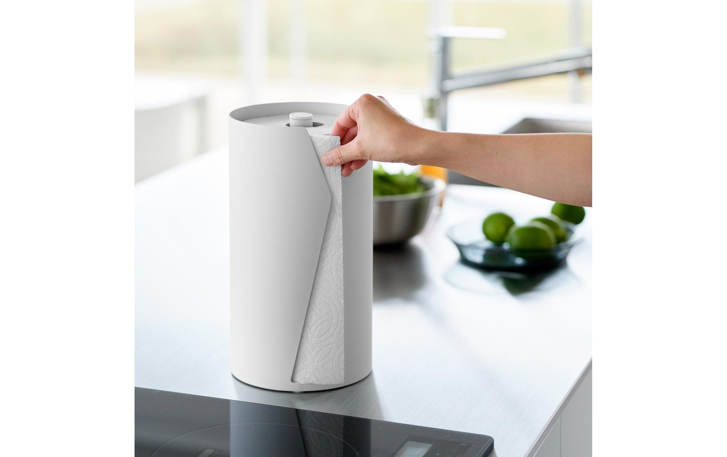 Yamazaki Porte-rouleau de cuisine »Tower 16 x 16 x 30.2 cm« Runder Küchenrollenhalter aus Stahl mit beschwerter Basis