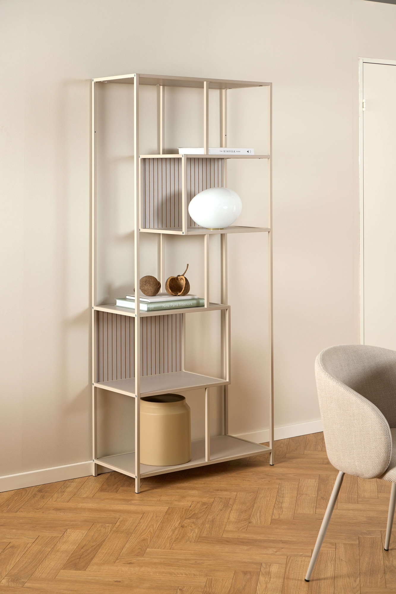 ACTONA GROUP Bücherregal »Seaford, Regal, Standregal, Raumteiler« Regal, grau, asymmetrische Details, wendbare Rückwand, 77x35x185cm