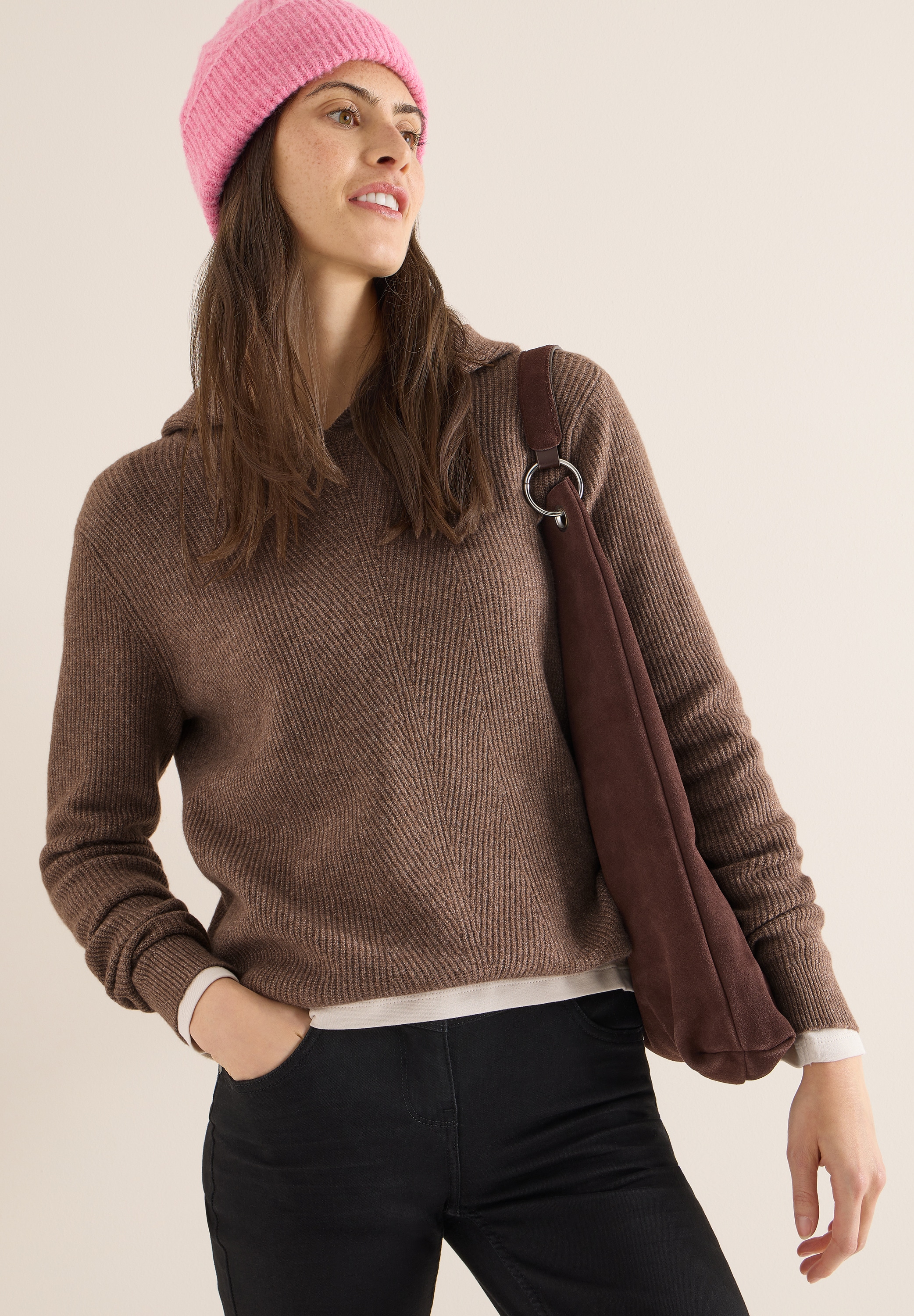 Image of Cecil Kapuzenpullover Strick mit Strukturdetail