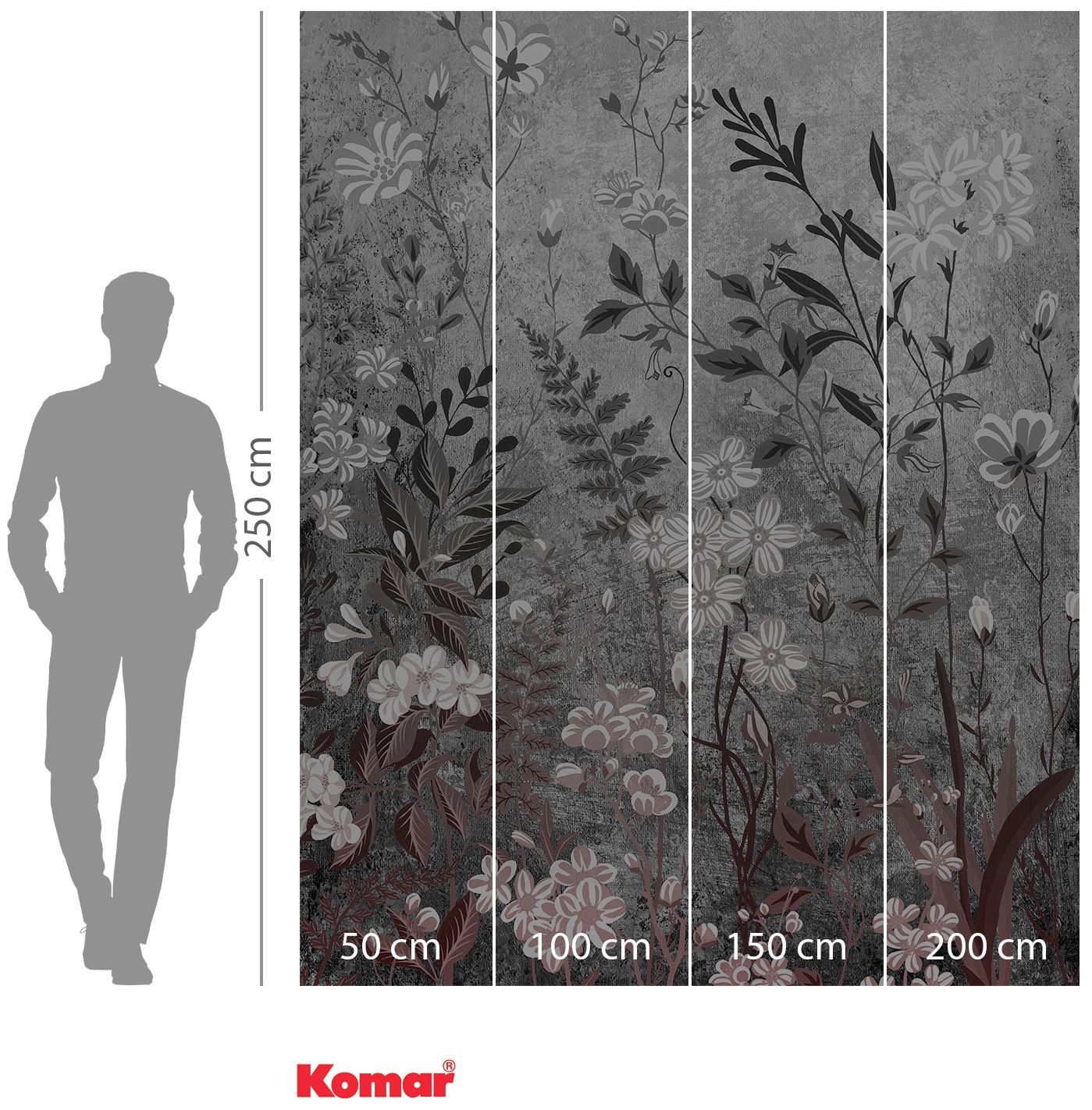 Komar Vliestapete »Digitaldruck Vlies - Moonlight Flowers - Grösse 200 x 250 cm«, bedruckt, Wohnzimmer, Schlafzimmer
