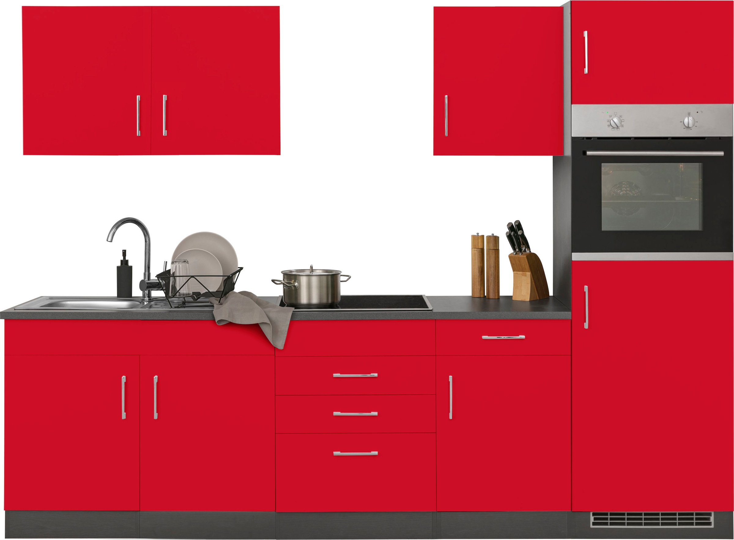 KOCHSTATION Kitchenette »KS-Paris – Küchen mit einzigartigen Fotomotiven auf den Fronten« largeur 270 cm, au choix avec appareils électriques et induction