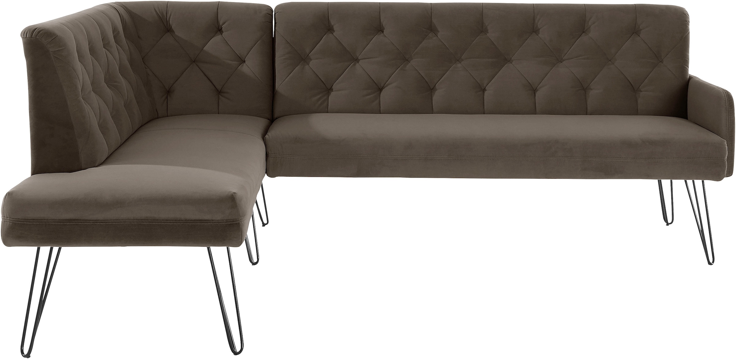 exxpo - sofa fashion Eckbank »Doppio, Chesterfield Optik, komfortabel und bequem, hohe Designfüsse«, Frei im Raum stellbar
