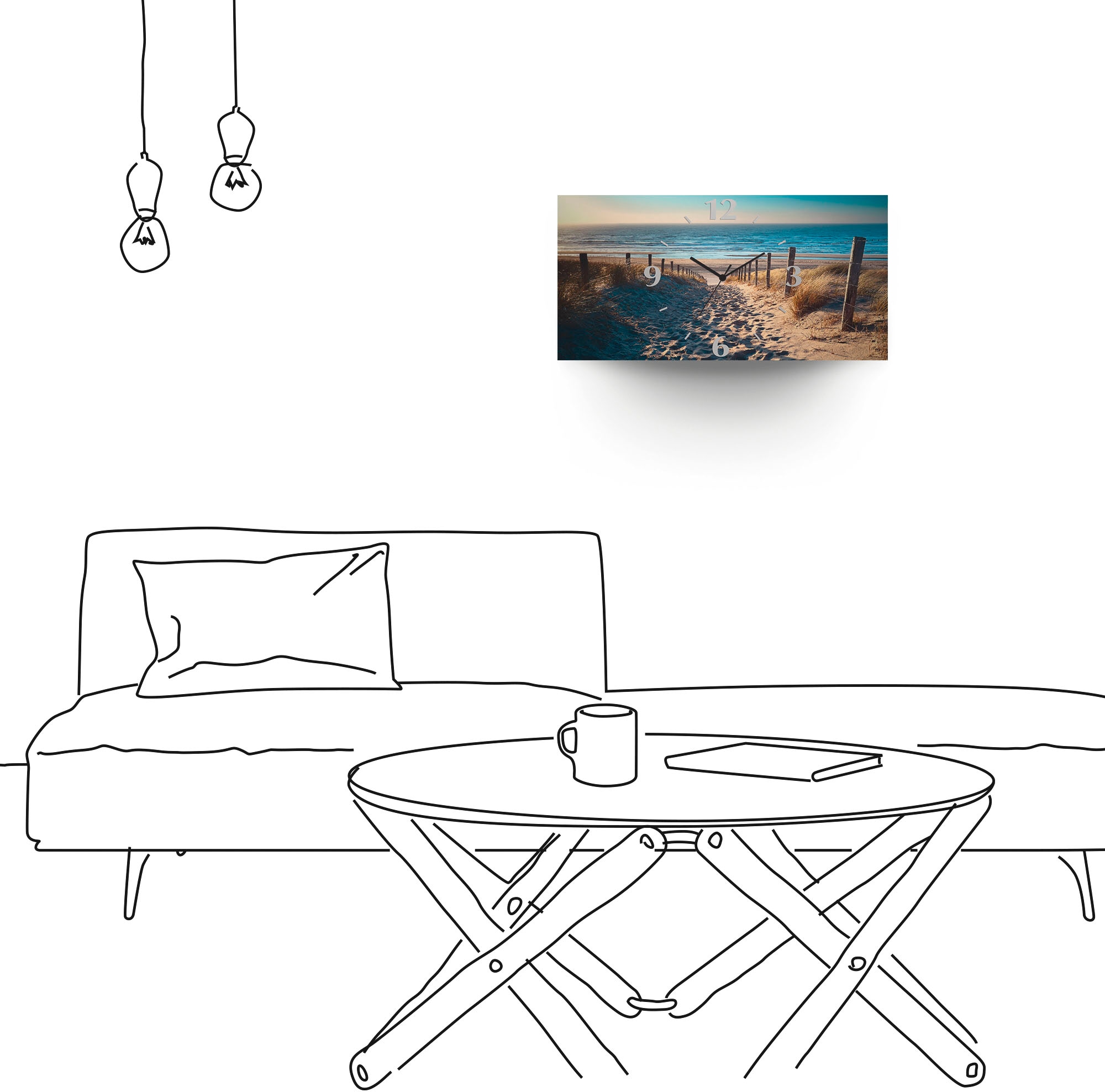 Artland Wanduhr »Weg zum Nordseestrand Sonnenuntergang«, 3D Optik gebogen, mit Quarz- oder Funkuhrwerk, versch. Grössen