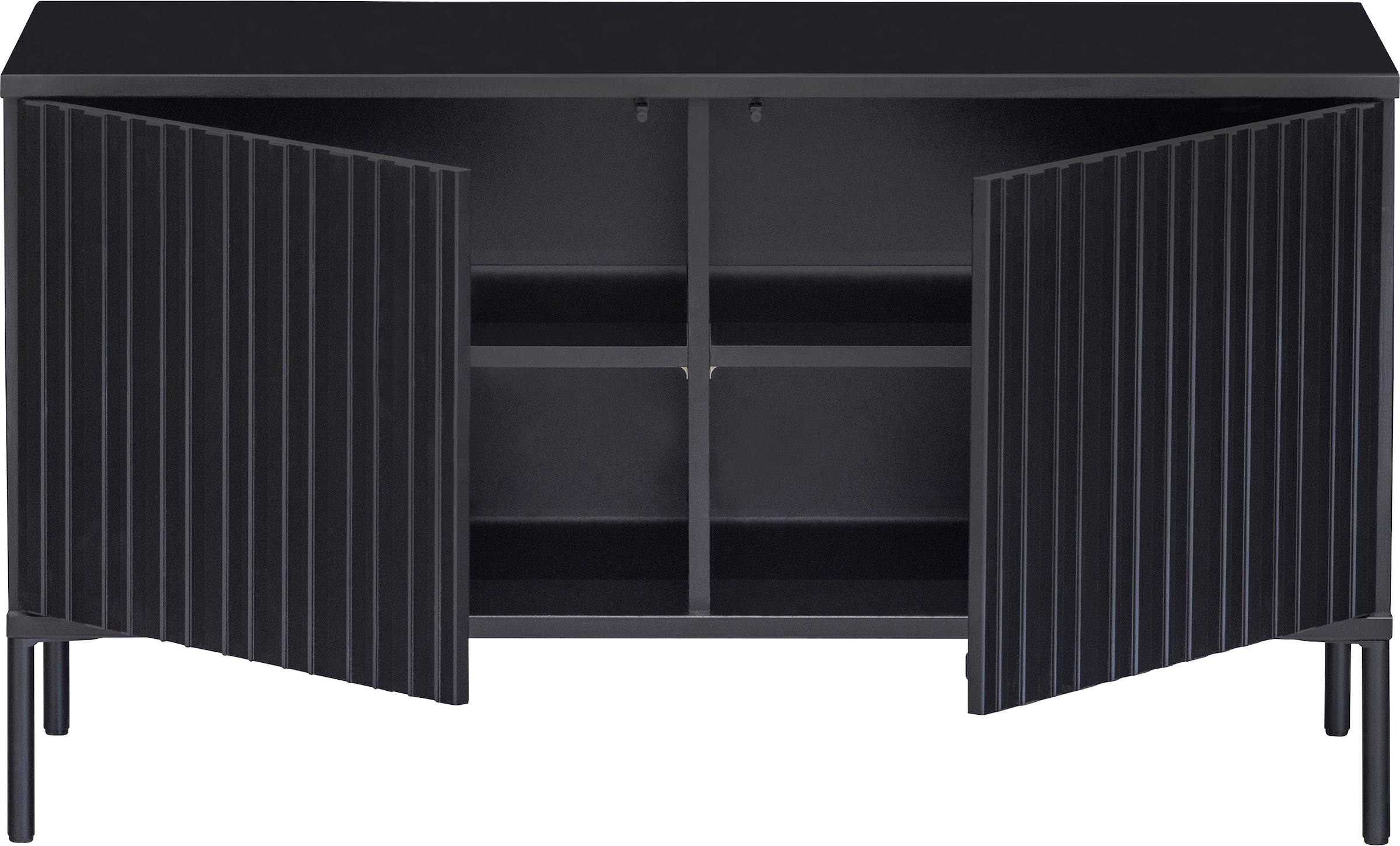 WOOOD Sideboard »New Gravure FSC® Mix holz mit Druckmechanismus H 56 x B 150 x T 44 cm« Kommode Höhe 56 cm, mit grafischen Relieftüren, viel Stauraum