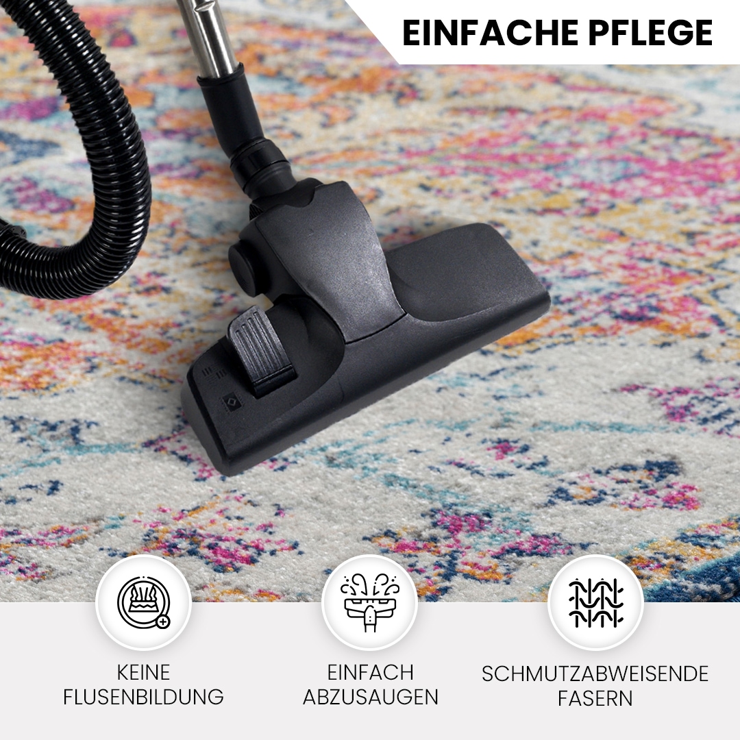 Livabliss Teppich »Traditional«, rund, 12 mm Höhe, Vintage Orientteppich, Traditional Kurzflor Boho Wohnzimmerteppich