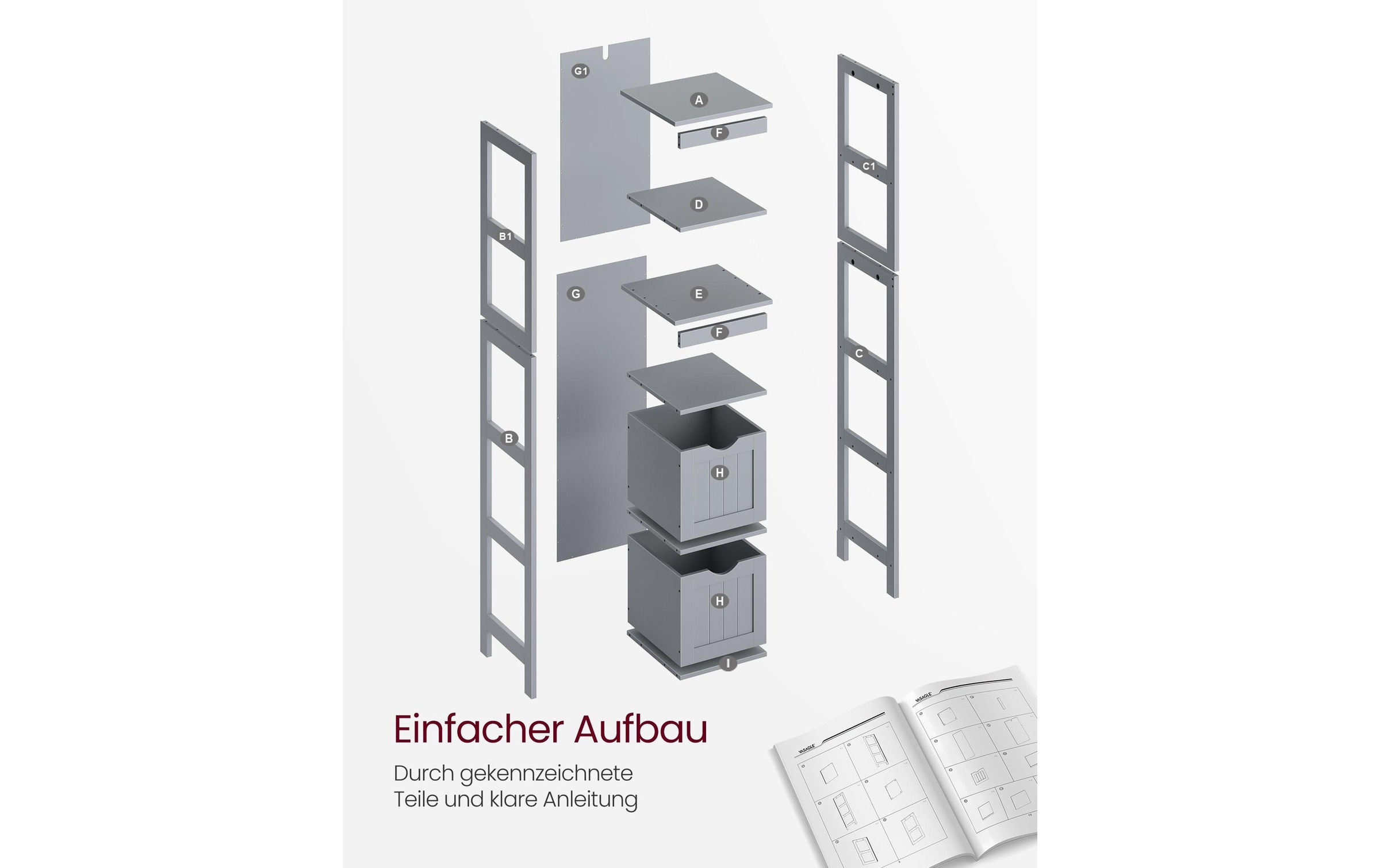 VASAGLE Kommode »in Landhausstil 30 x 141.5 cm«