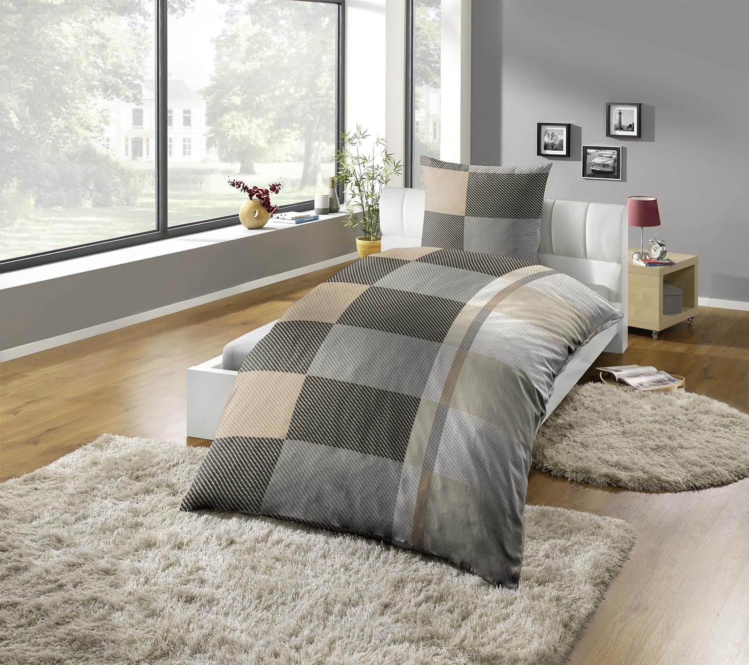 Image of KiNZLER Bettwäsche "Mikrofaser Fleece" 2 tlg. besonders weich, verschiedene Karo Muster