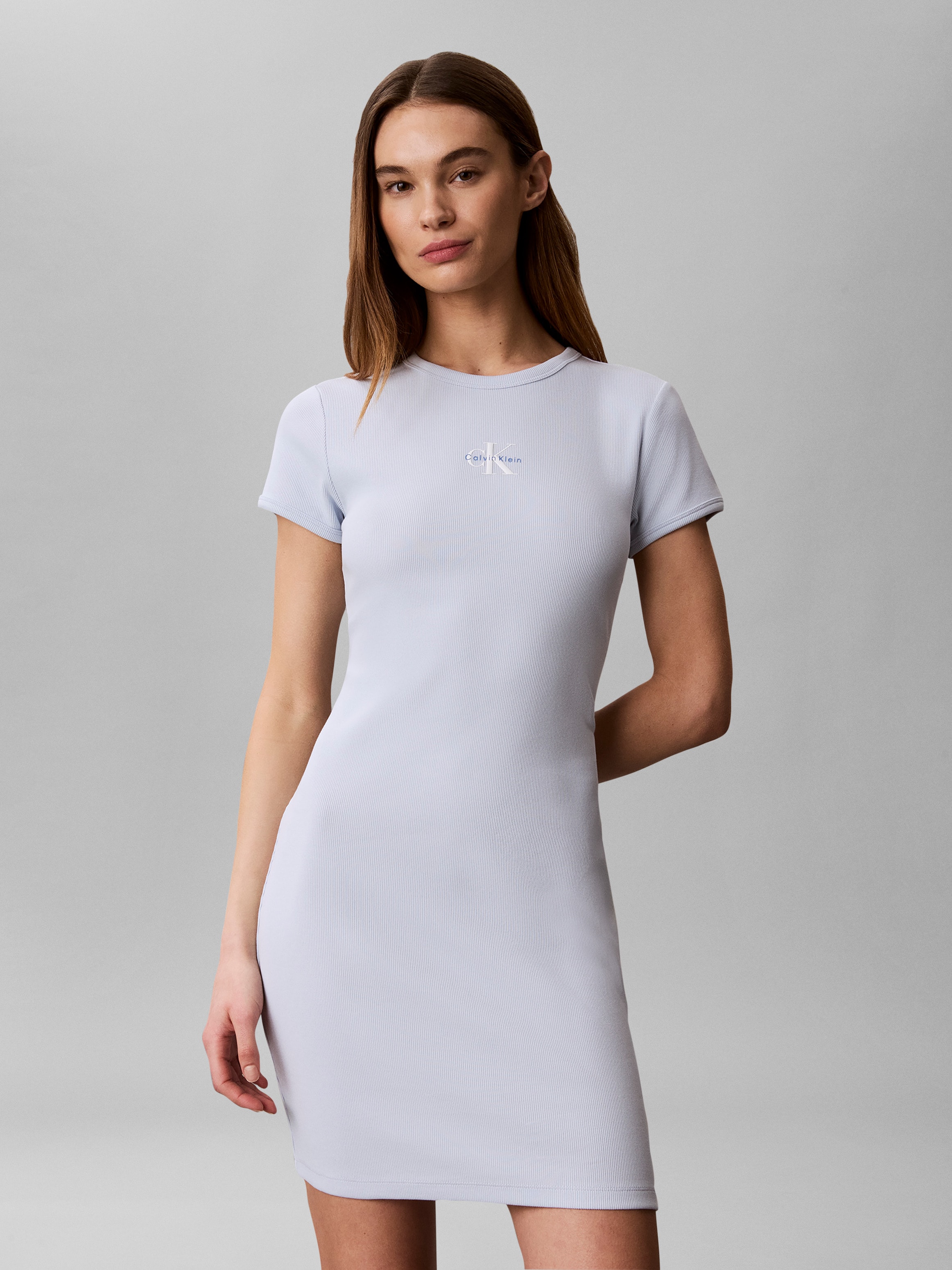Image of Calvin Klein Jeans Minikleid "MONOLOGO BABY RIB MINI DRESS" Ohne Tasche Figurbetonte Passform mit Rundhalsausschnitt