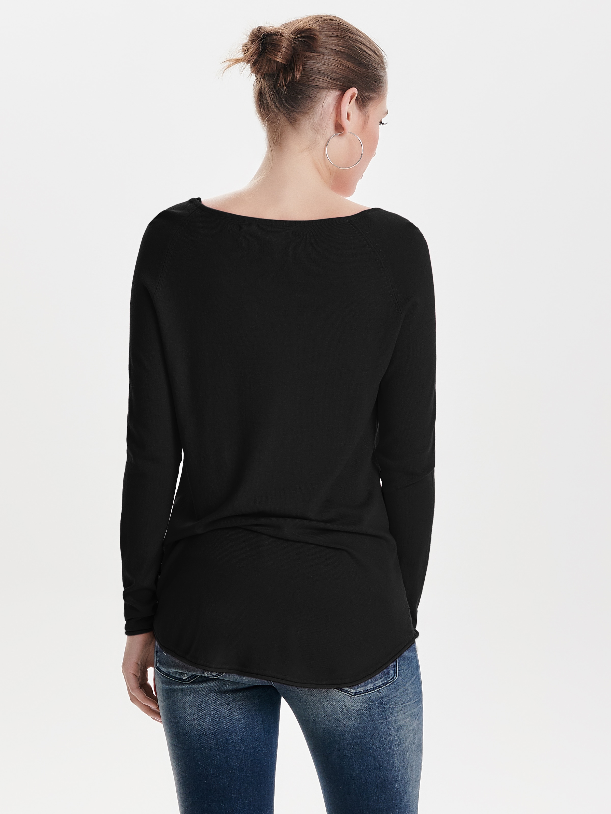 ONLY Pull long »ONLMILA LACY L/S LONG PULLOVER KNT NOOS« mit weitem Rundhalsausschnitt