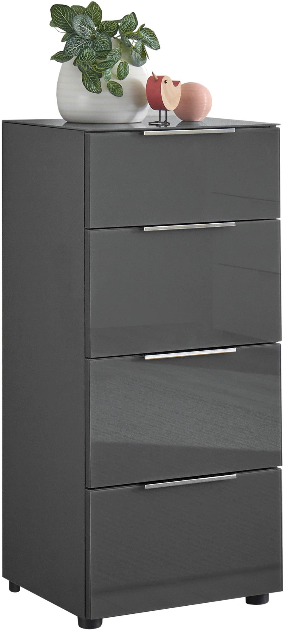 HBZ Commode »Santorin Mehrzweckschrank mit Schubkästen, BxHxT 45x99x40 cm« 1 cuis tlg. avec 4 tiroirs à fermeture douce, façade en verre et dessus en verre