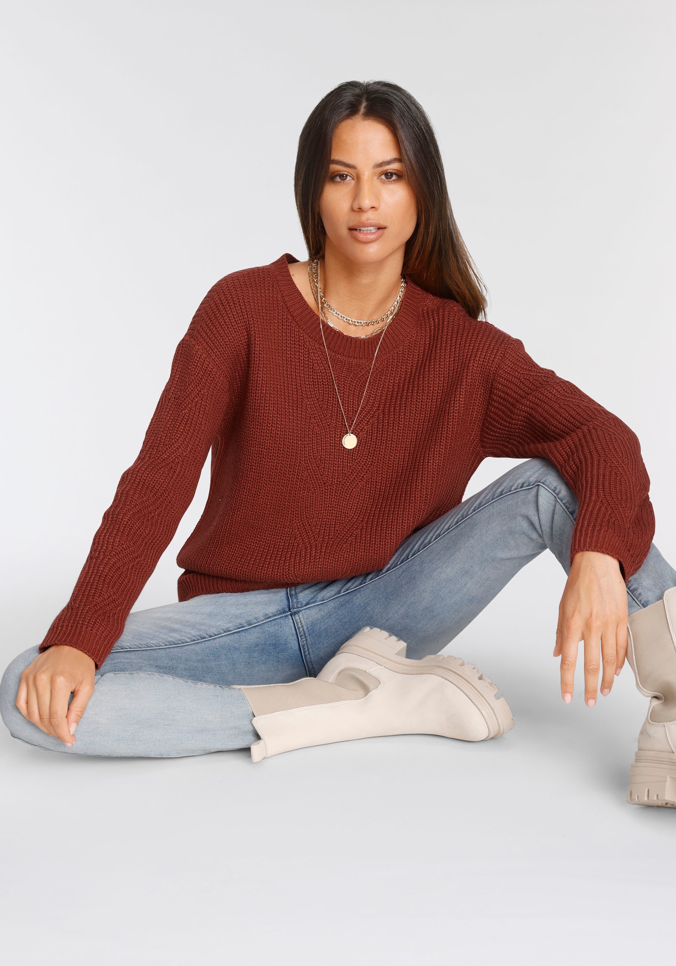 Image of Tamaris Rundhalspullover, mit Ajourmuster bei Ackermann Versand Schweiz