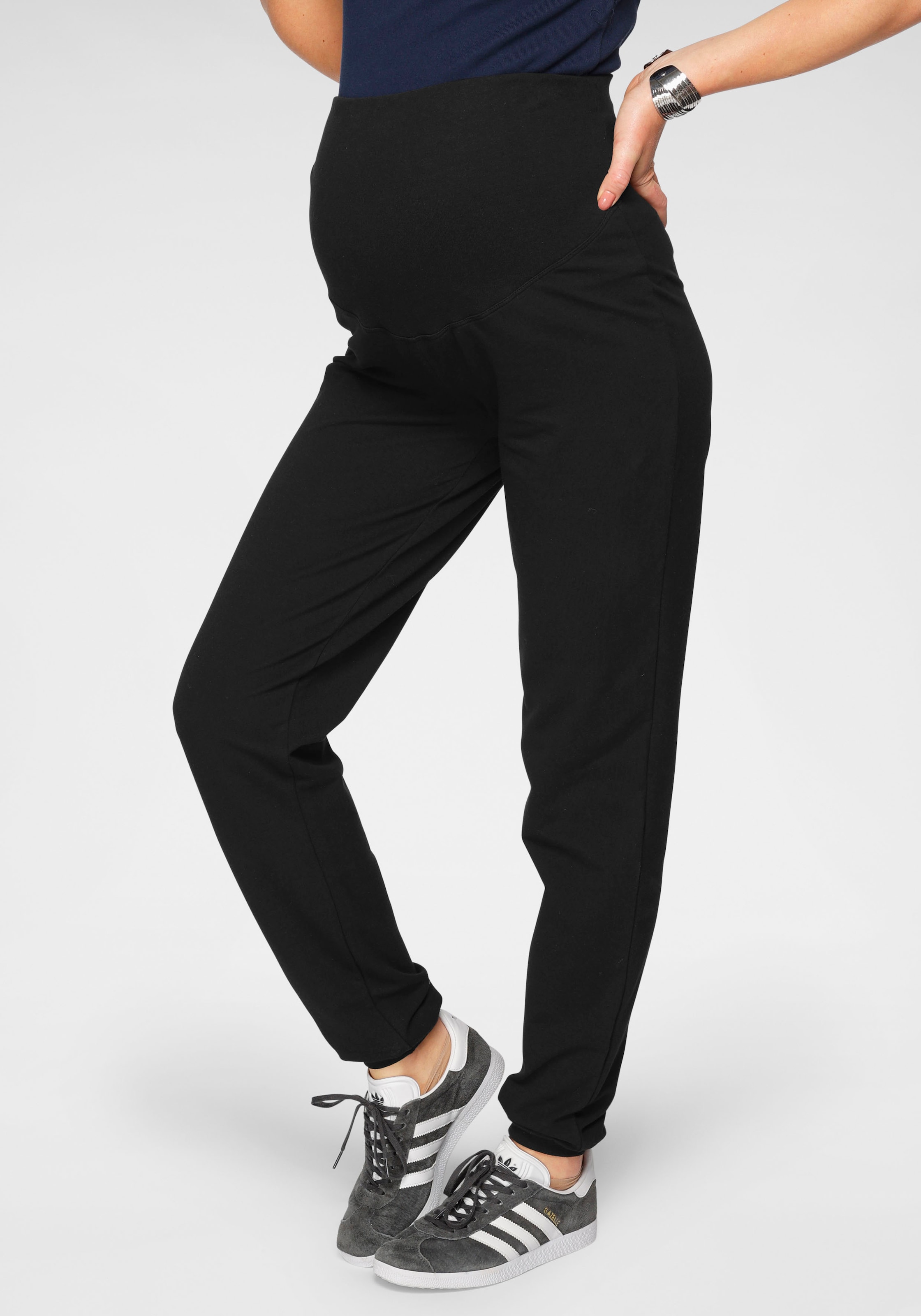 Image of Neun Monate Umstandshose "Sweatshose mit Bund" mit breitem Rippenbündchen, ideal für den Schwangerschaftsbauch