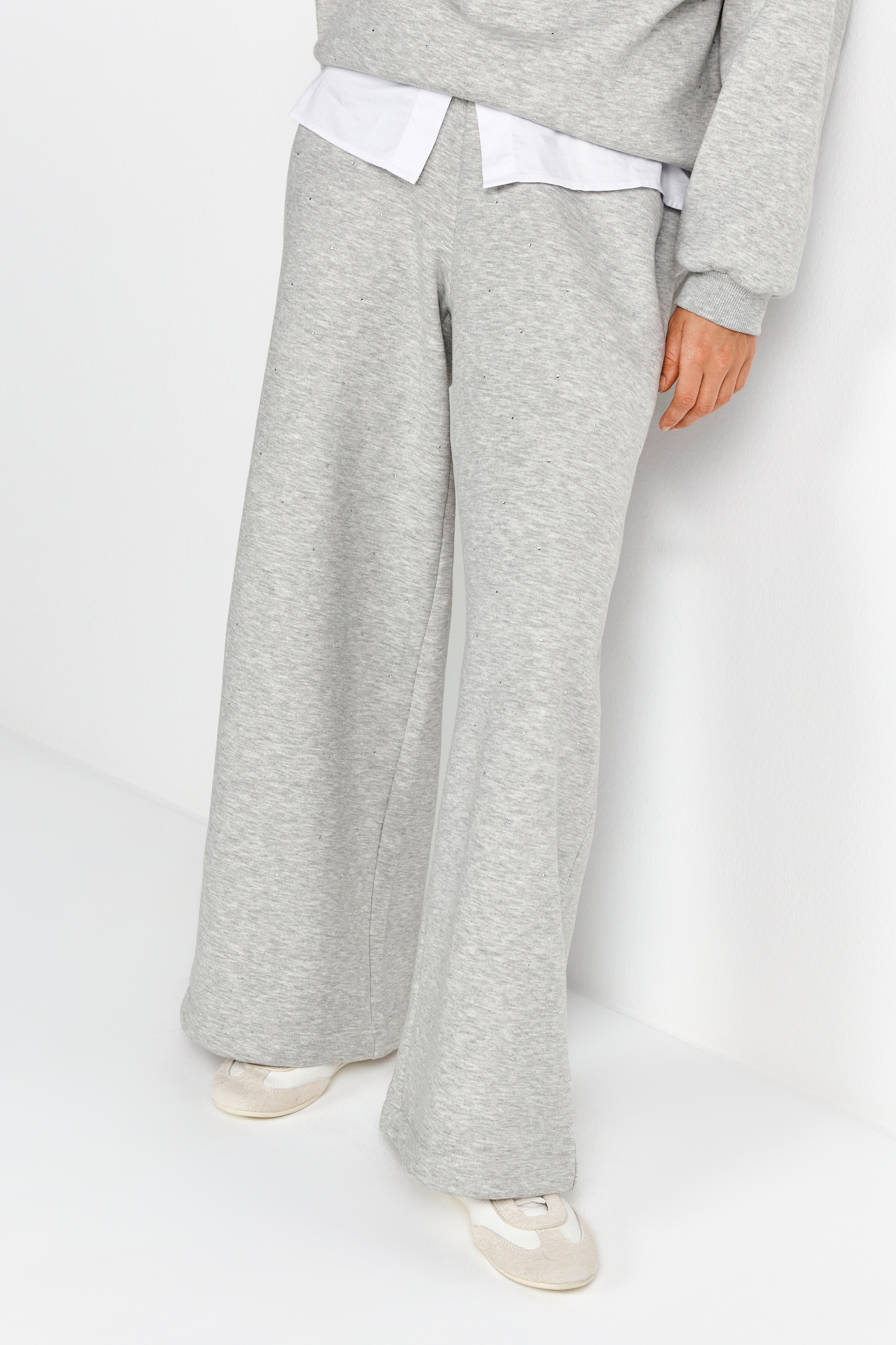 Image of RICHROYAL Sweathose mit Strasssteinen, wide leg, elastischer Bund