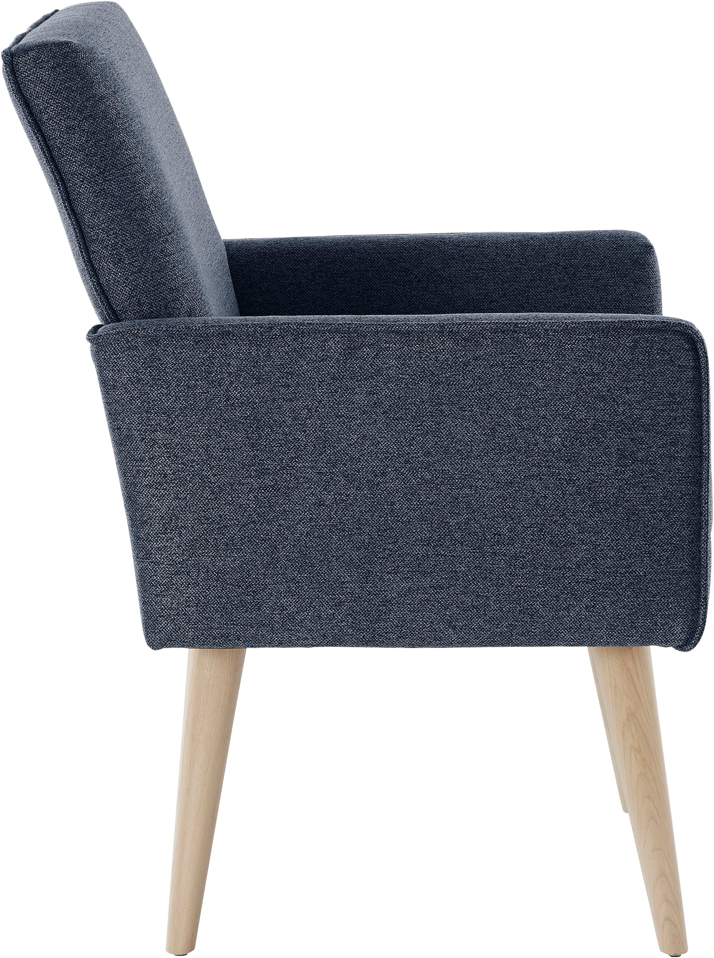 exxpo - sofa fashion Sessel »Lungo, Loungesessel mit moderner Kedernaht, bequem und elegant« Breite 64 cm, hoher Holzfuss