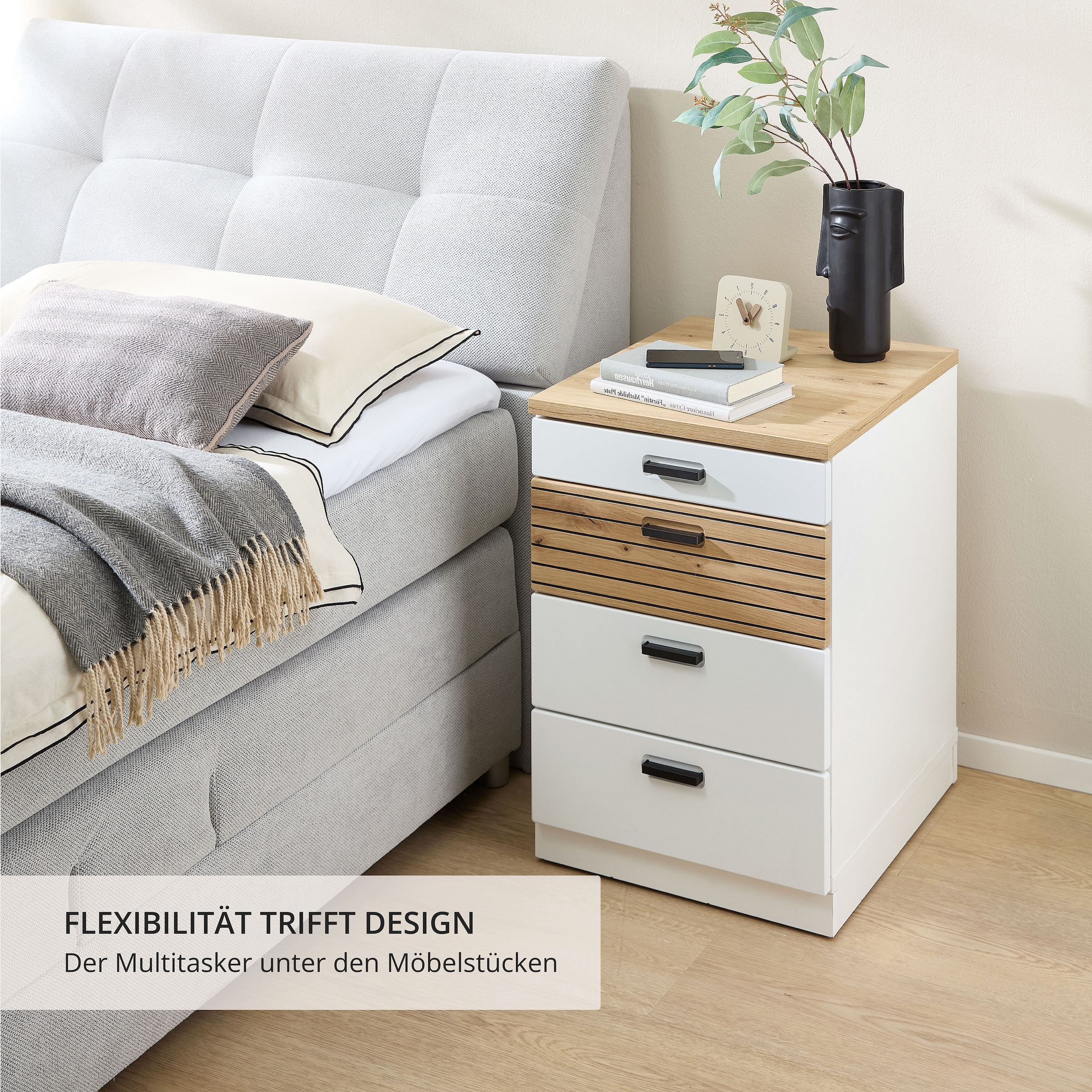 Innostyle Caisson à roulettes »Rollcontainer Glenn, 45 x 66 x 55 cm (B/H/T)« 1 cuis tlg. incl. insert en feutre, 4 roulettes (2 avec freins) ou socle, SK Soft-Close