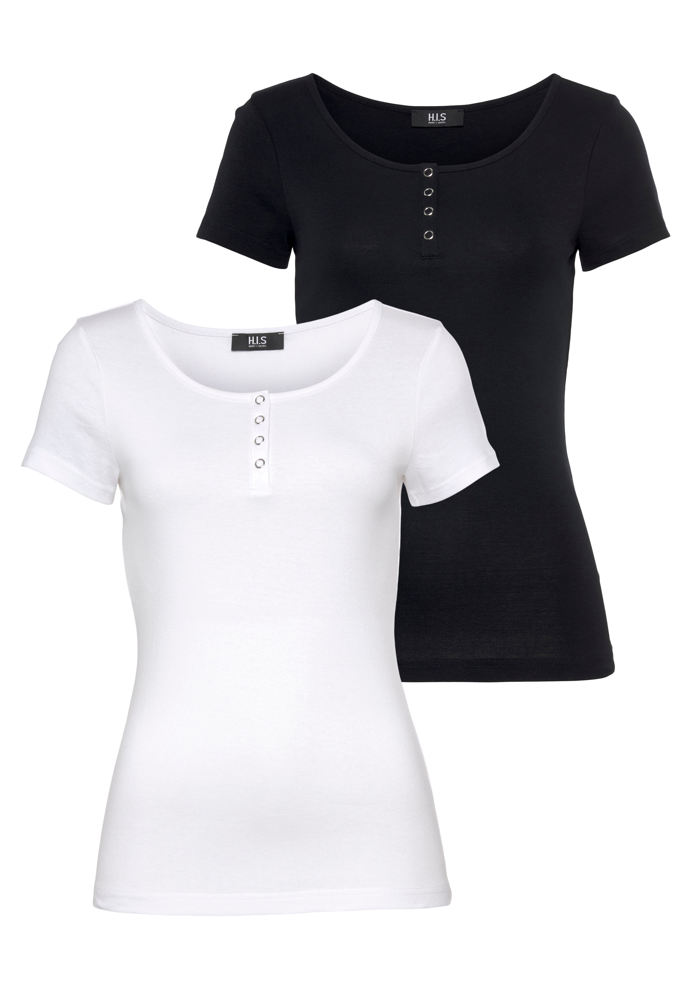 Image of H.I.S T-Shirt Set, 2 Stk. Kurzarm, unifarben, aus Baumwolle, im Set erhältlich