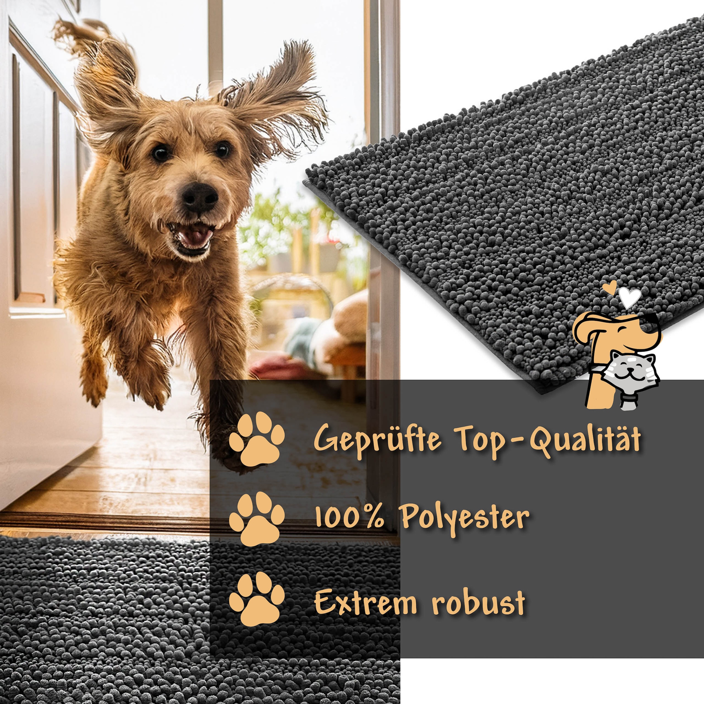 Wecon home Tapis »Cooper« Rectangulaire 22 mm Höhe Haustierteppich, rutschfest, waschbar, weicher Chenille Teppich