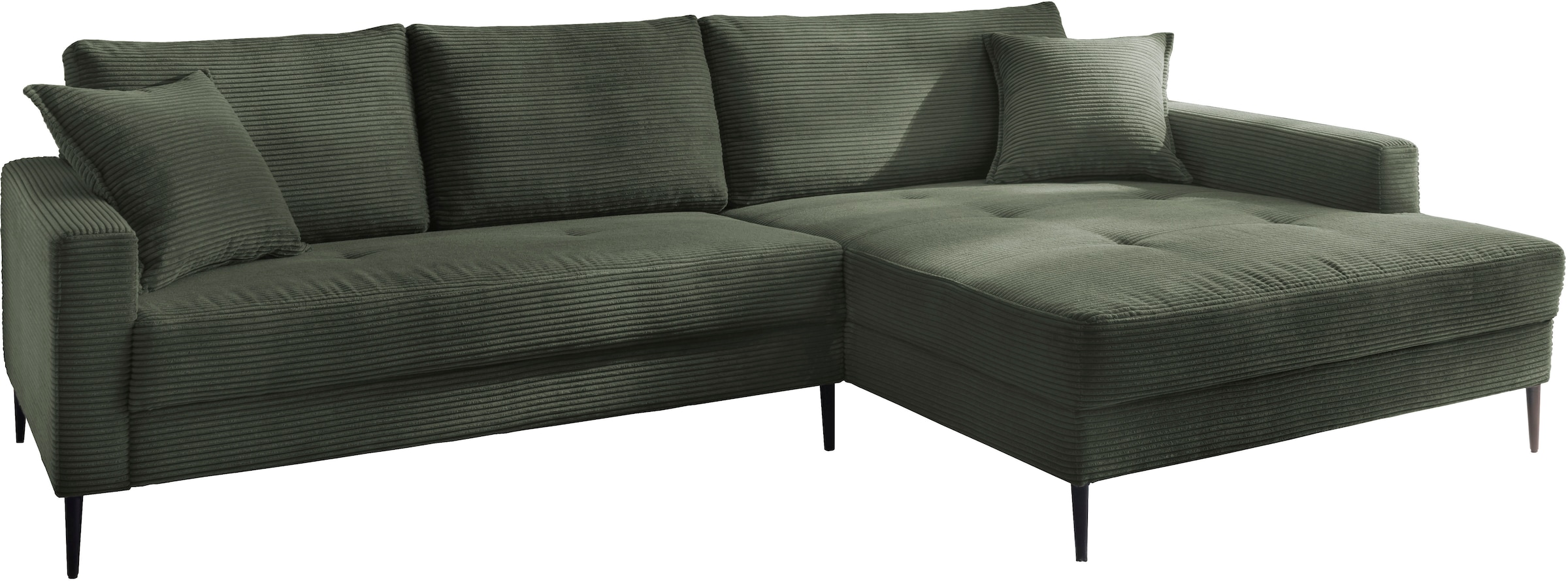 Trends by HG Ecksofa »Summer L-Form«, in Cord-Stoff mit Metallfuss