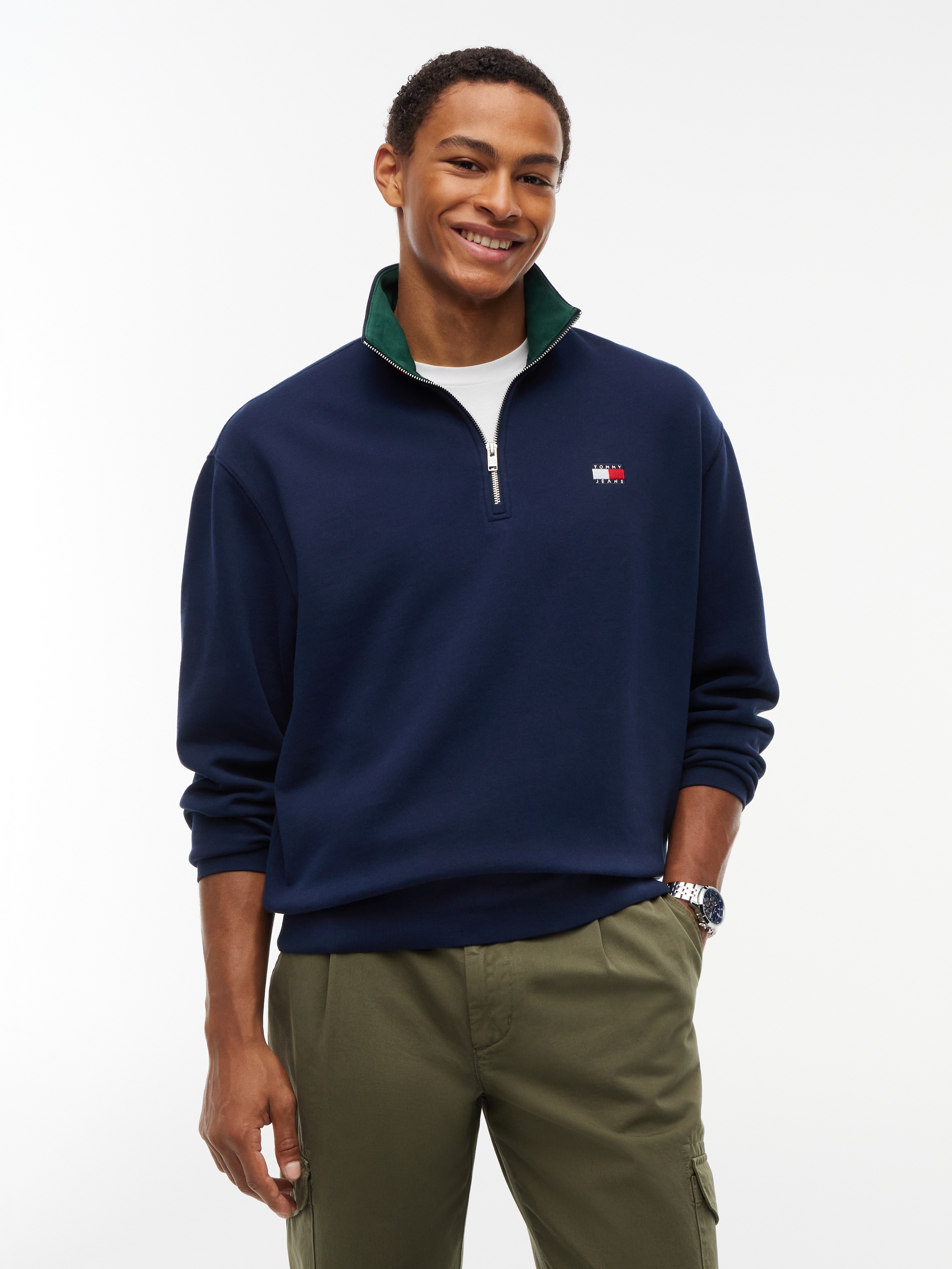 Image of Tommy Jeans Sweatshirt "RELAXED BRANDED COLLAR", Relaxed fit mit Troyer-Kragen