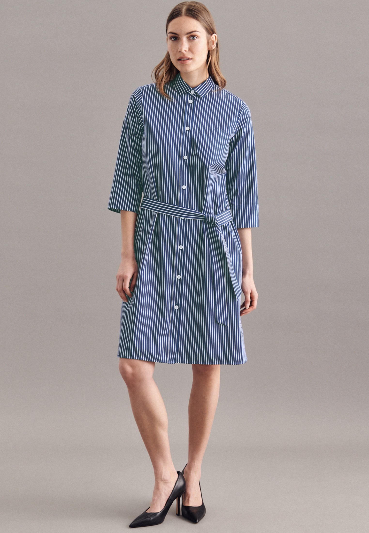 Image of seidensticker Sommerkleid »Schwarze Rose«, 3/4-Arm Kragen Streifen bei Ackermann Versand Schweiz