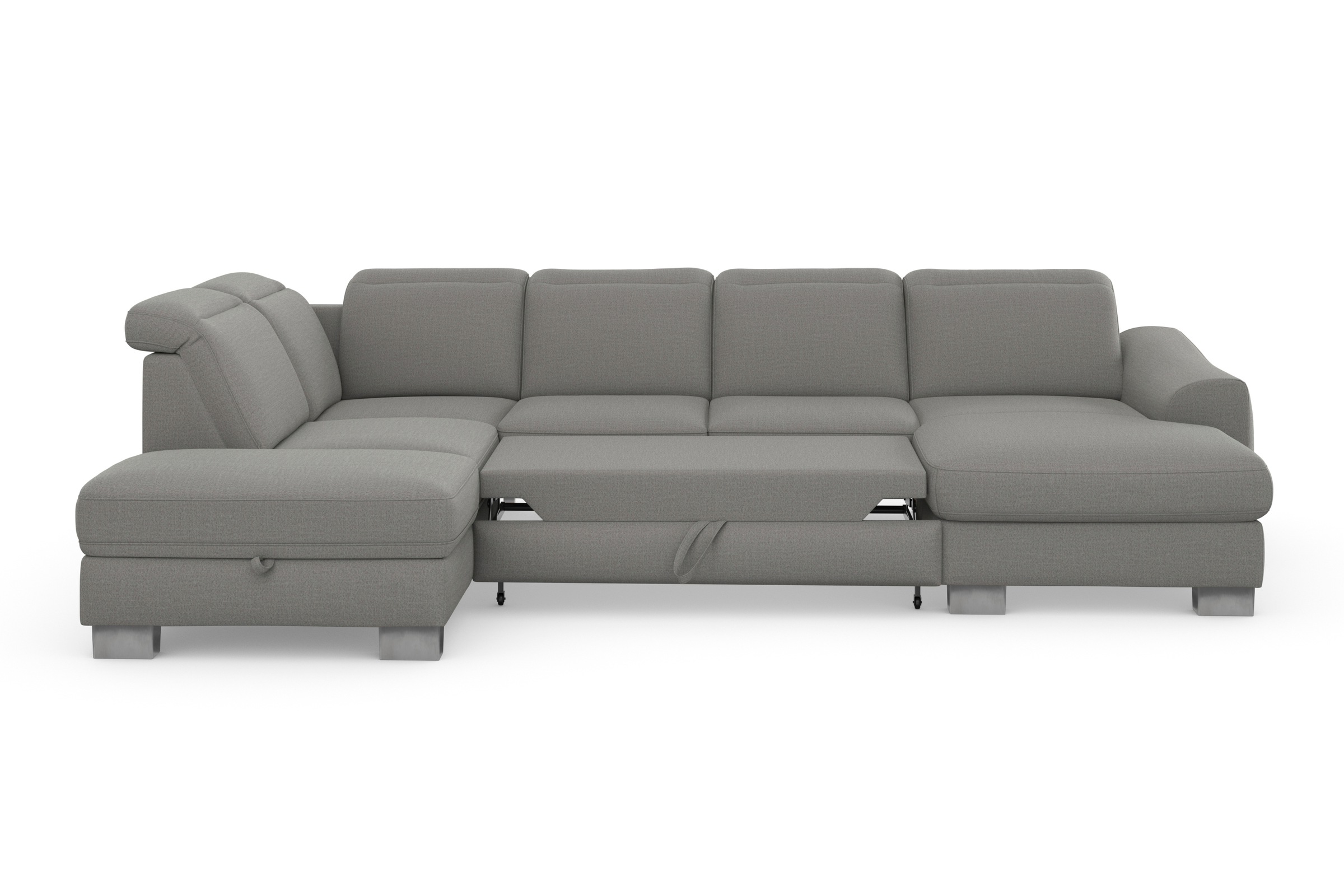 sit&more Wohnlandschaft »Dundee U-Form«, mit Federkern und Edelstahlfüssen, wahlweise mit Kopfteilverstellung
