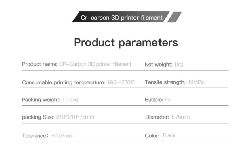 Creality Druckertrommel »CR-PLA, Carbon, Schwarz, 1,75 mm, 1 kg«