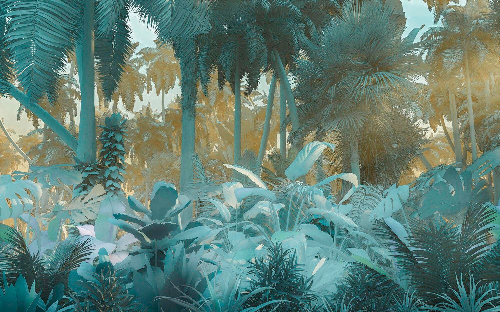 Image of Komar Vliestapete "Digitaldruck Vlies - Misty Jungle - Grösse 400 x 250 cm" bedruckt glatt Wohnzimmer, Schlafzimmer
