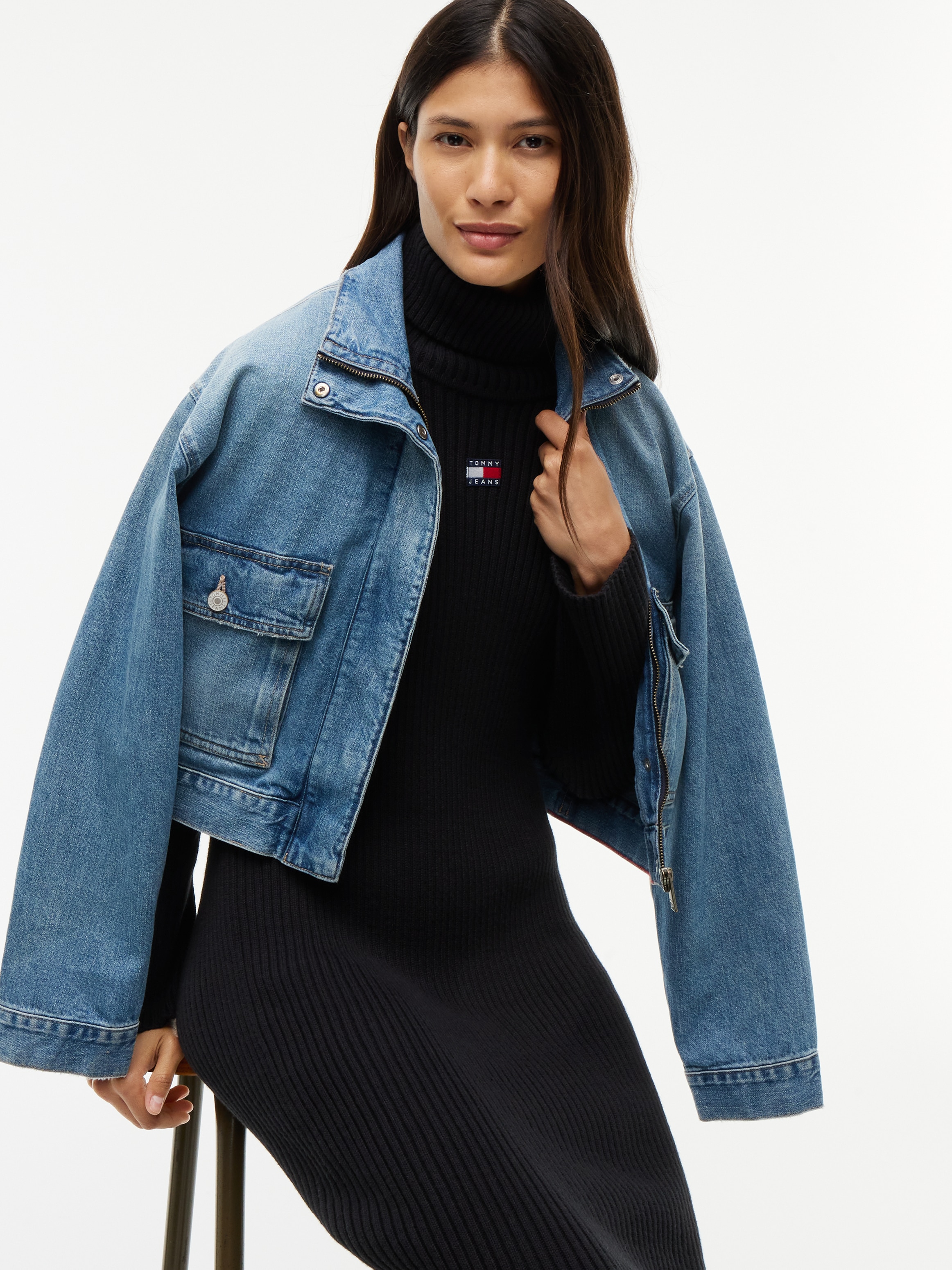 Image of Tommy Jeans Sweatkleid "TJW BADGE MIDI SWEATER DRESS" Baumwolle