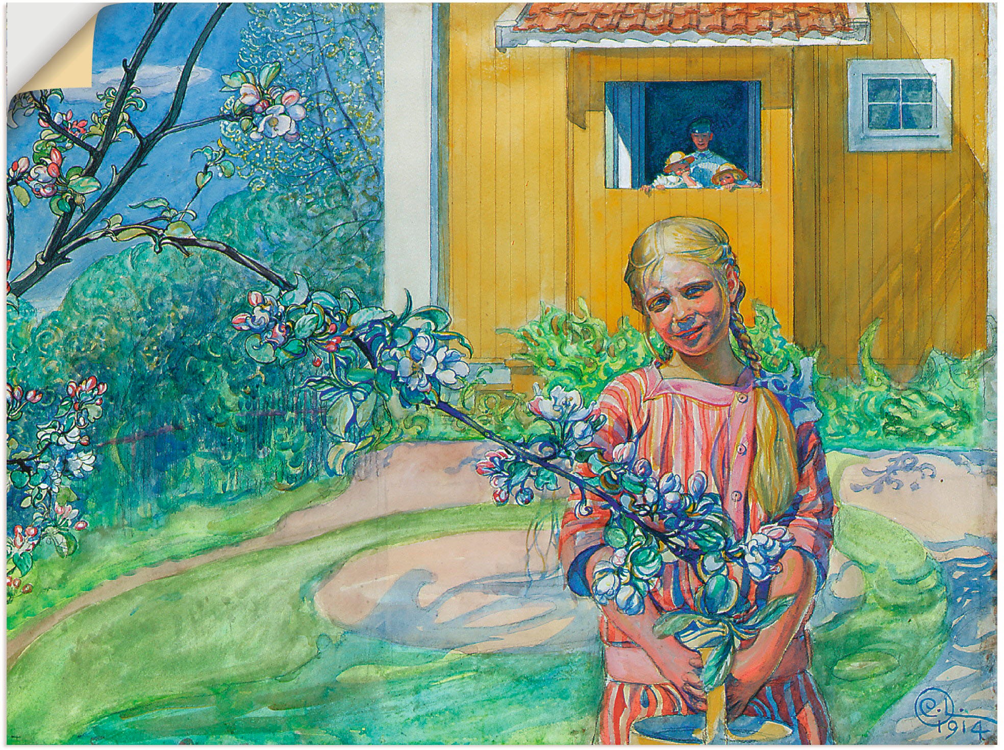 Image of Artland Wandbild »Mädchen mit einem blühenden Apfelzweig«, Kind, (1 St.), in vielen Grössen & Produktarten -Leinwandbild, Poster, Wandaufkleber / Wandtattoo auch für Badezimmer geeignet bei Ackermann Versand Schweiz