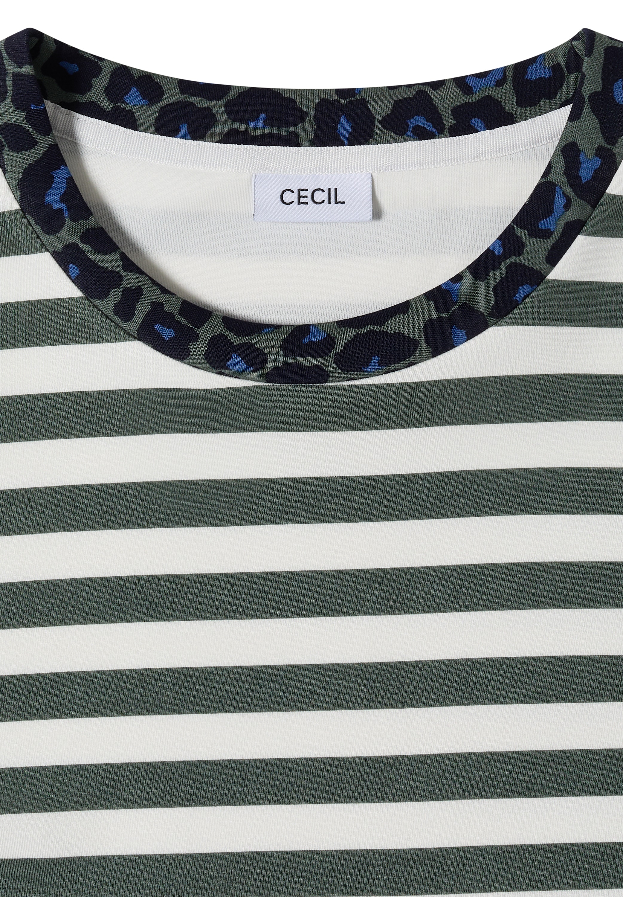 Cecil T-Shirt mit Animal-Print Details, Softer Viskosemix, Rundhals