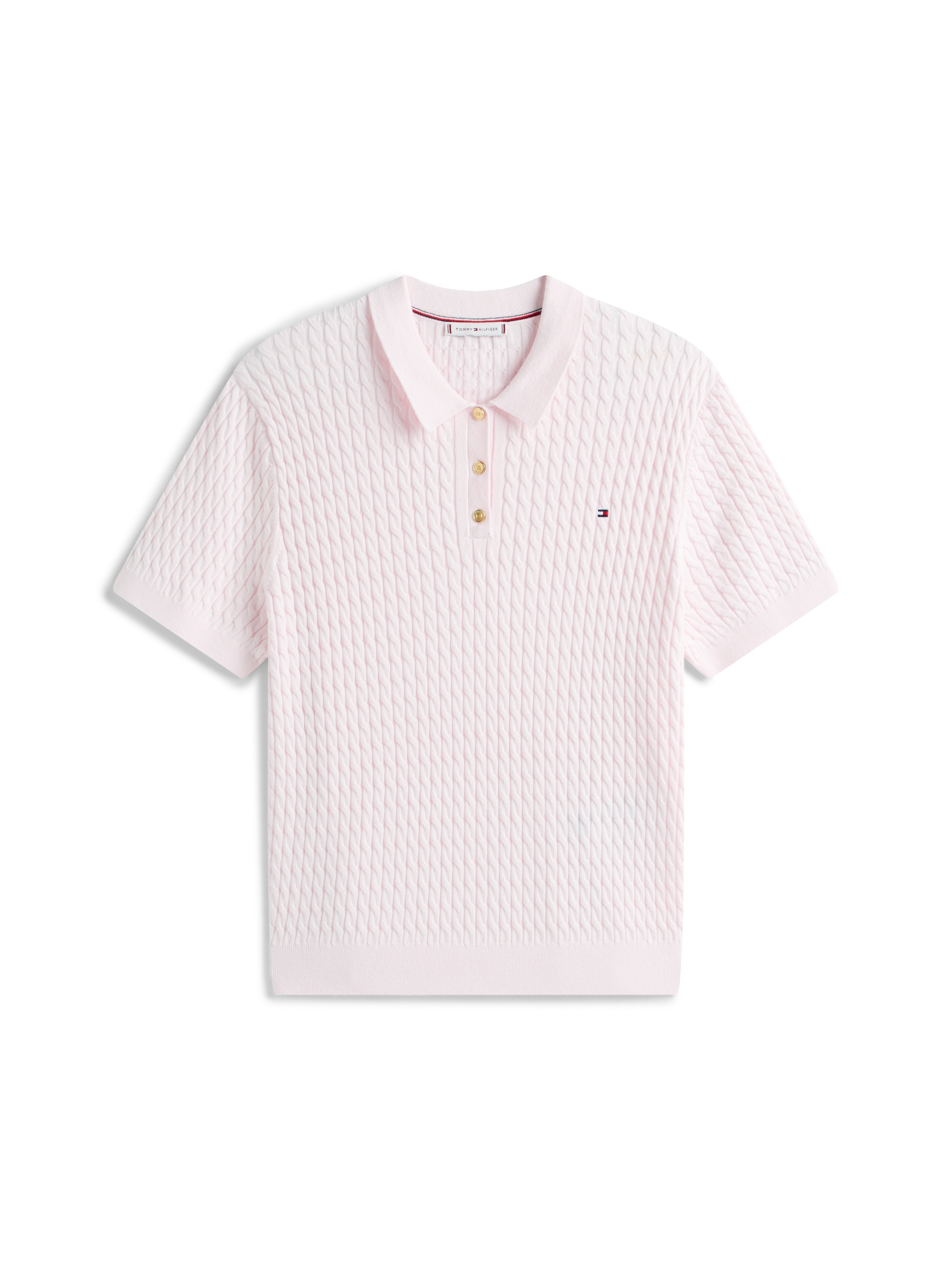 Tommy Hilfiger Curve Pull à col polo »CRV CO CABLE FINE GG POLO S/S« in grossen Grössen, mit Zopfmuster