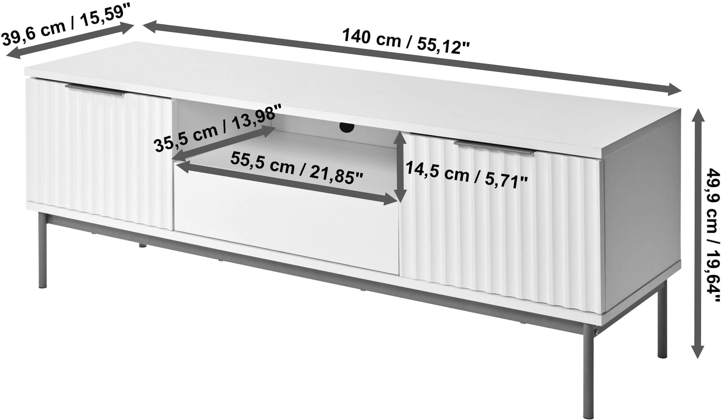 Jahnke TV-Board »CARVE TV 140« 1 Stk. tlg. Edle Gold-Applikationen, Fronten in Wellendesign, 140 cm