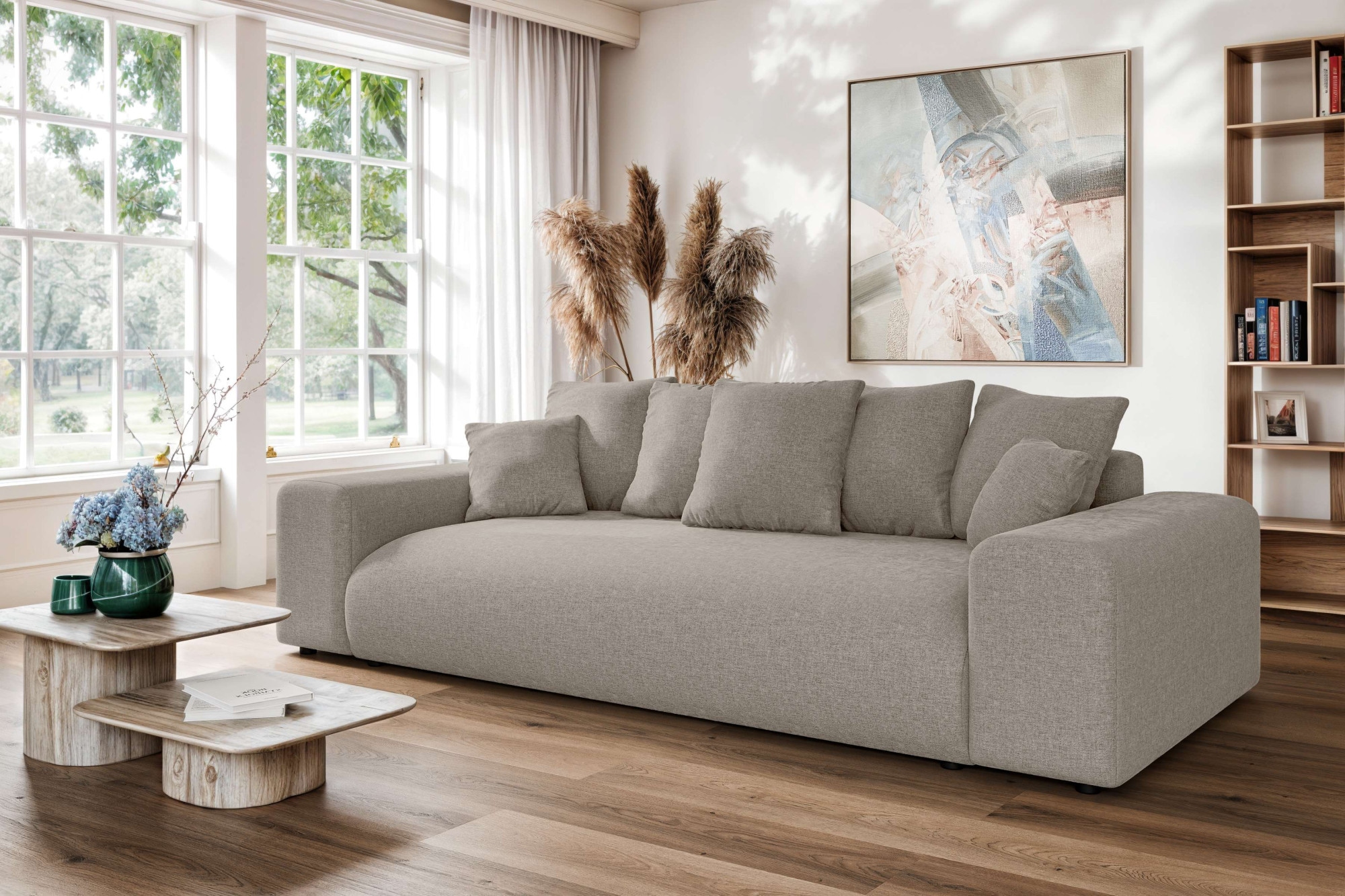 Home affaire Big-Sofa »LAKESIDE 3-Sitzer Schlafsofa mit Bettkasten, Breite 256,5 cm« Liegefläche 168,5x195 cm, hoher Sitzkomfort, Masse B/T/H: 256/122/82cm