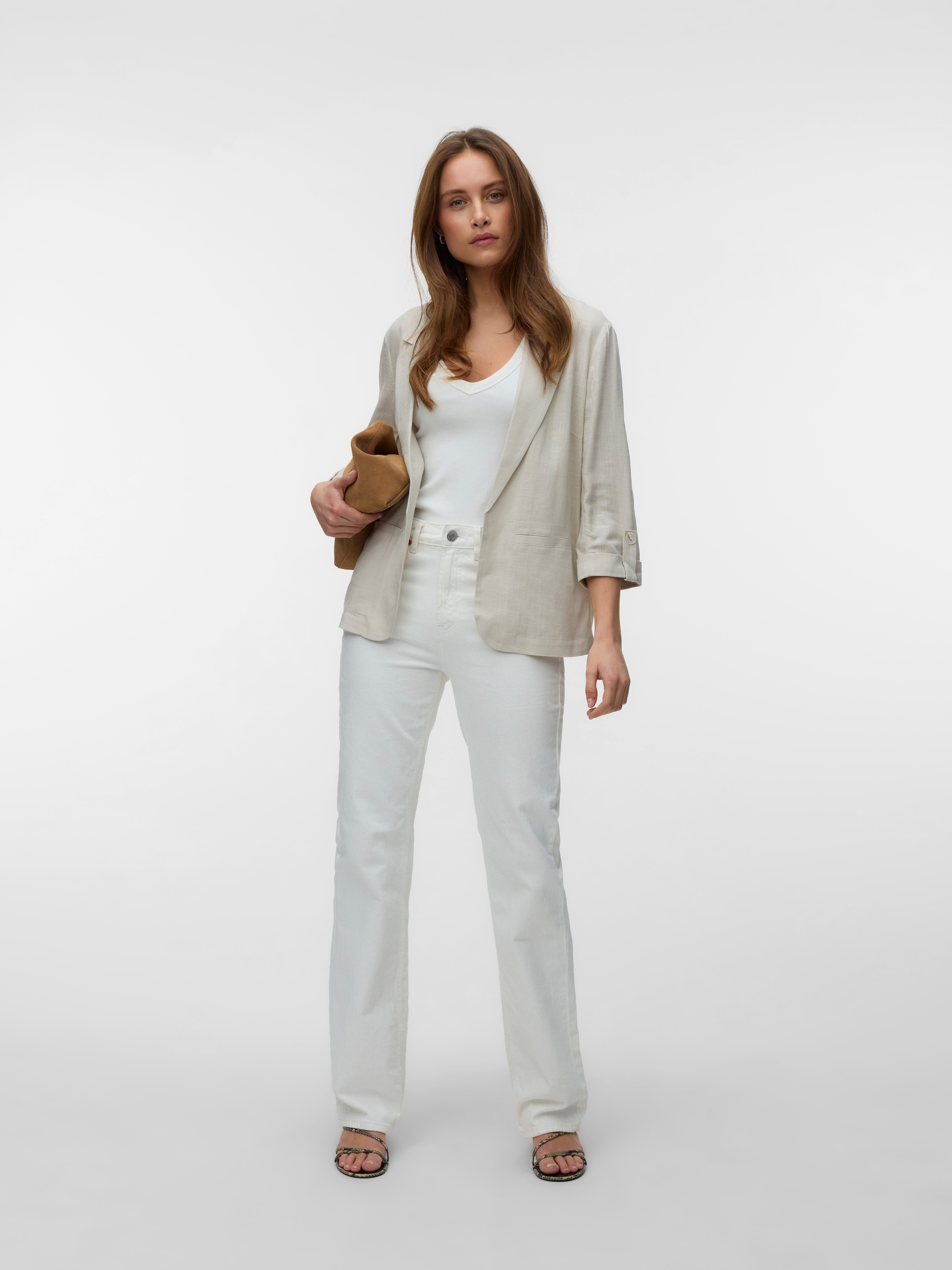 Vero Moda Blazer long »VMROSIE 3/4 LOOSE BLAZER NOOS« mélange viscose, coupe régulière, avec lin