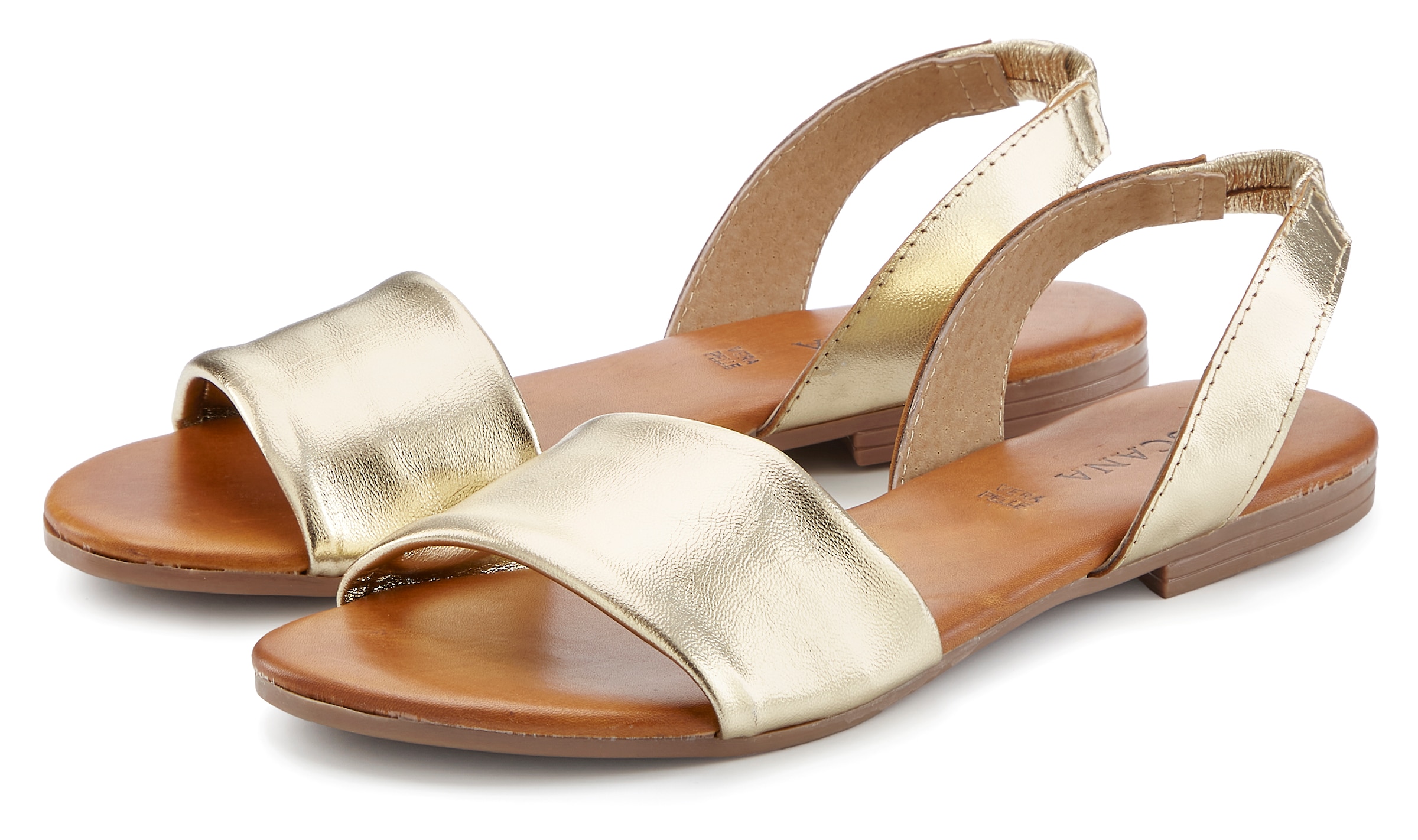Image of LASCANA Sandale "Sommerschuh, offener Schuh, Mule, Pantolette" NEU aus Leder mit elastischem Riemchen